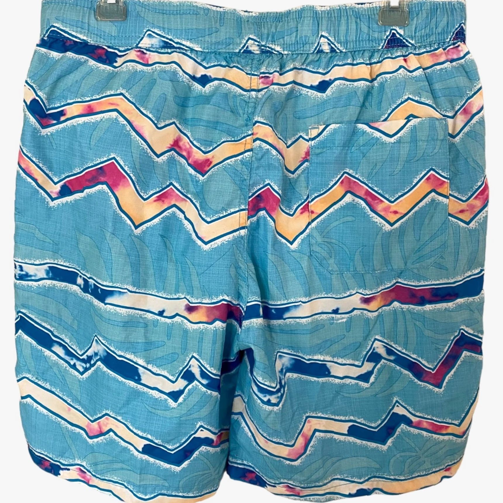 Vintage Maui & Sons Zig Zag Cruzer Print Blue Beach Pool Swim Trunks Shorts Mens Medium Size US 33 - 4 Thumbnail