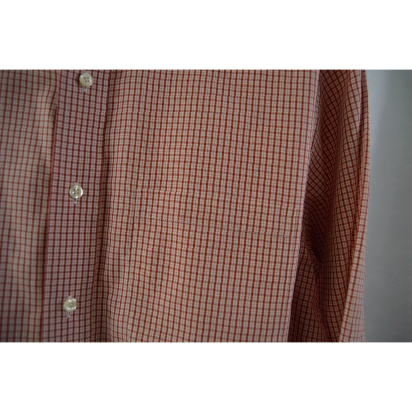 Brooks Brothers Brooks Brothers Men's L/S Shirt Rust Plaid SZ 16 34 Cotton Button-Up Classic Mens Size US L / EU 52-54 / 3 - 3 Thumbnail