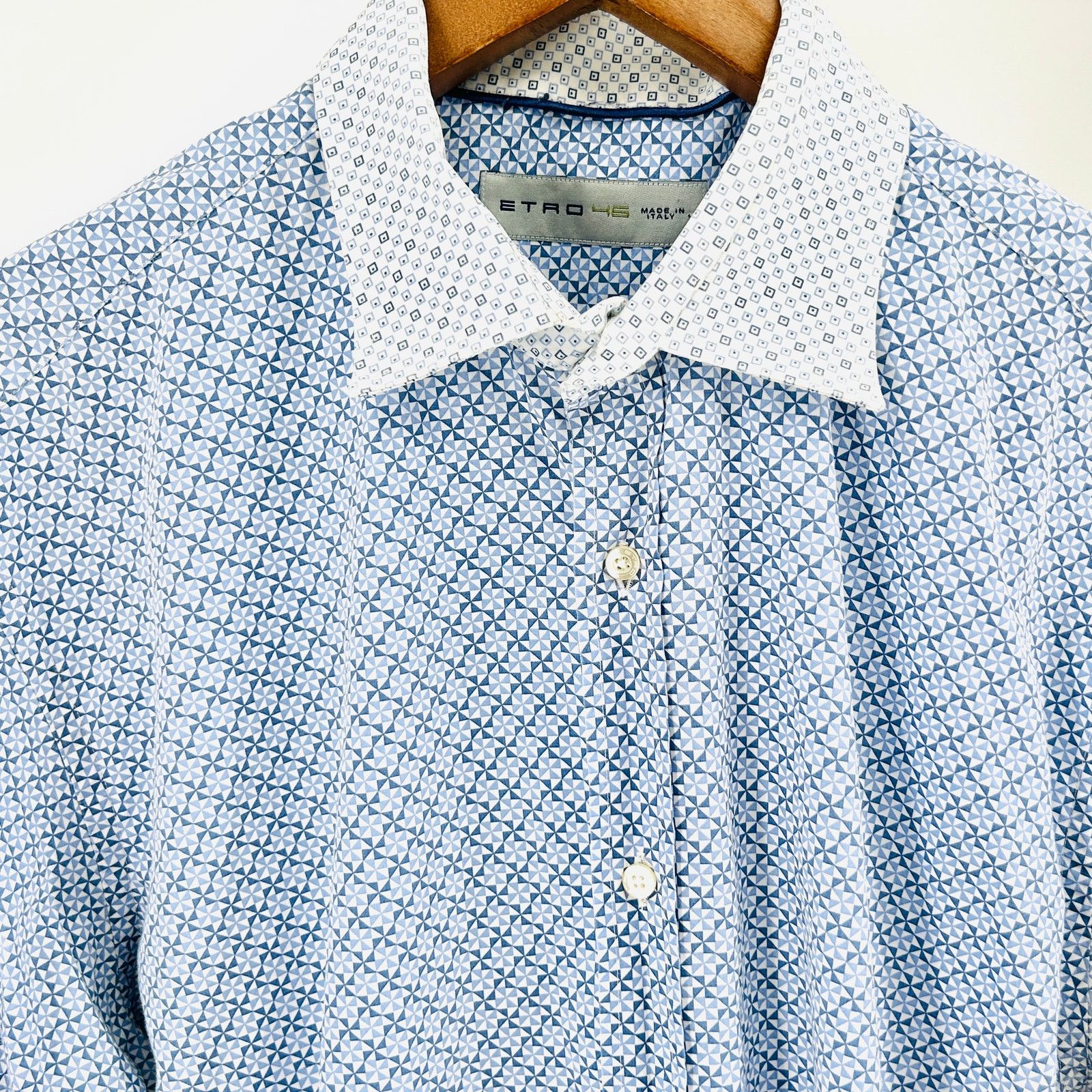 Etro Etro Blue Geometric Print Contrast Collar Cuff Shirt Size US S / EU 44-46 / 1 - 2 Thumbnail