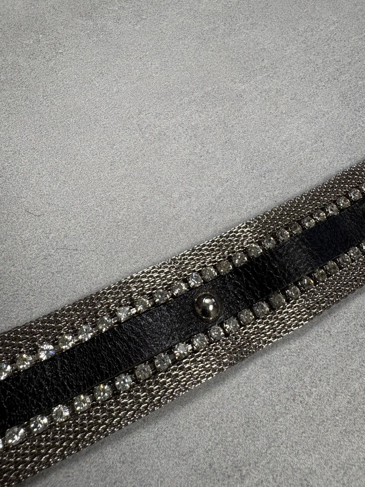 Other Berge Leather Studded Belt Rhinestone Chain Solid Brass Y2K Size ONE SIZE - 7 Thumbnail