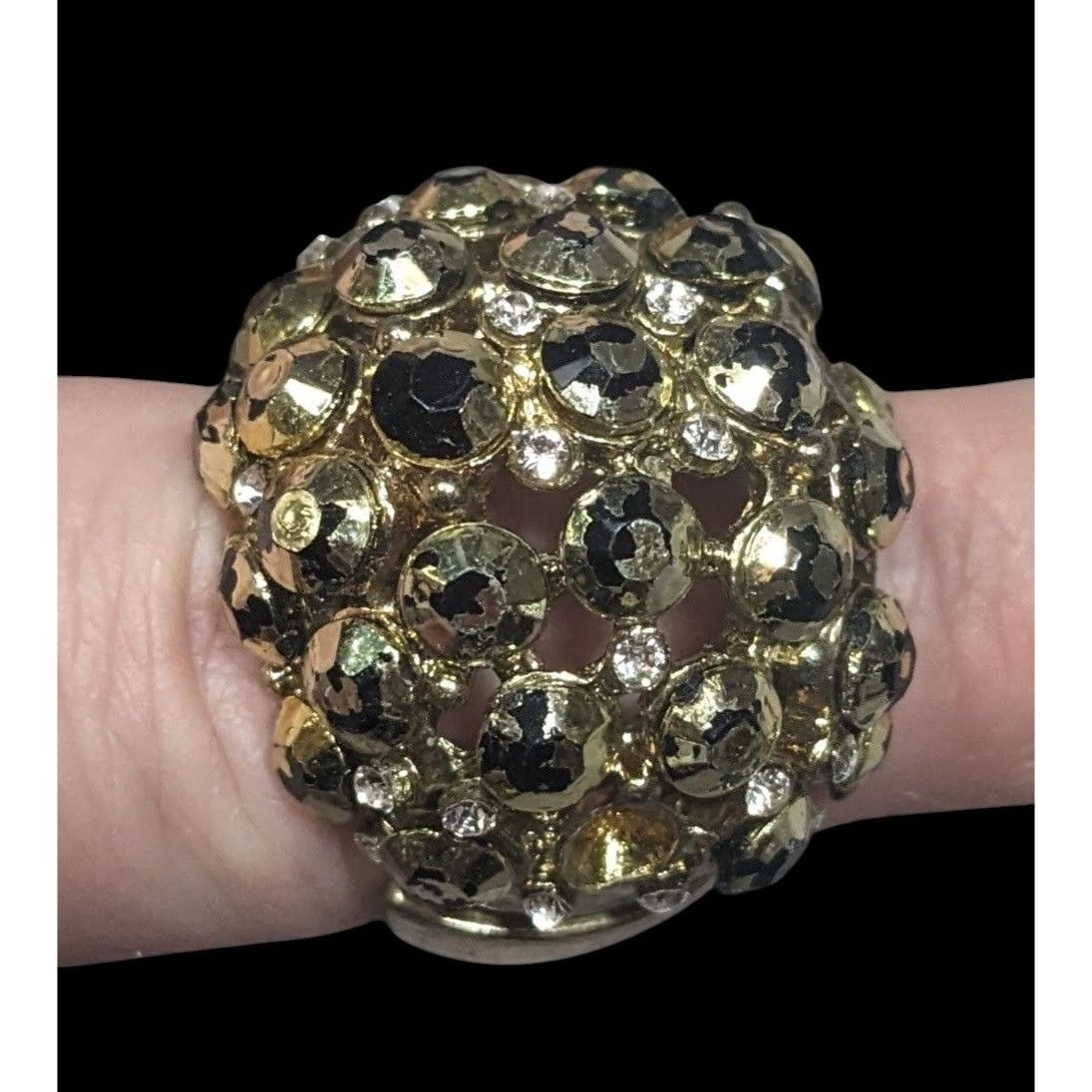 Other Chunky Rhinestone Gold Tone Dome Stretch Size 6 1/2 Size ONE SIZE - 5 Thumbnail