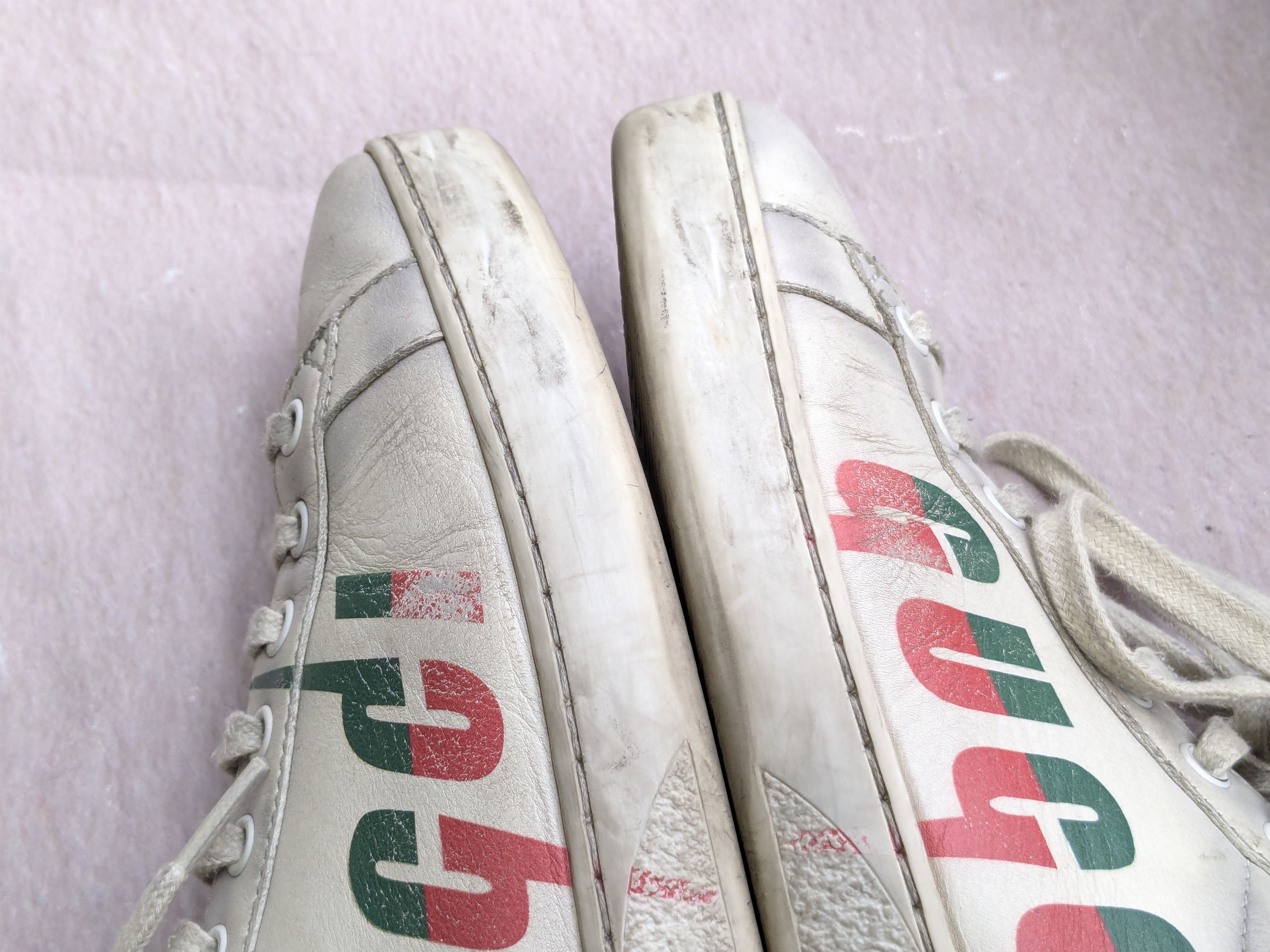 Gucci Gucci Ace Sneakers White 8.5 Distressed Low Tops Leather Size US 8.5 / EU 41-42 - 7 Thumbnail