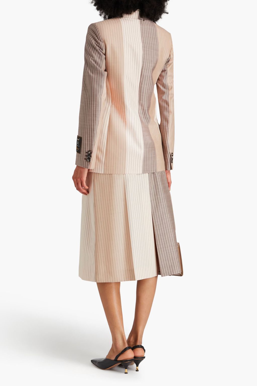 Marni o1w1db10125 Pinstriped Wool Blazer in Mushroom Size M / US 6-8 / IT 42-44 - 3 Thumbnail