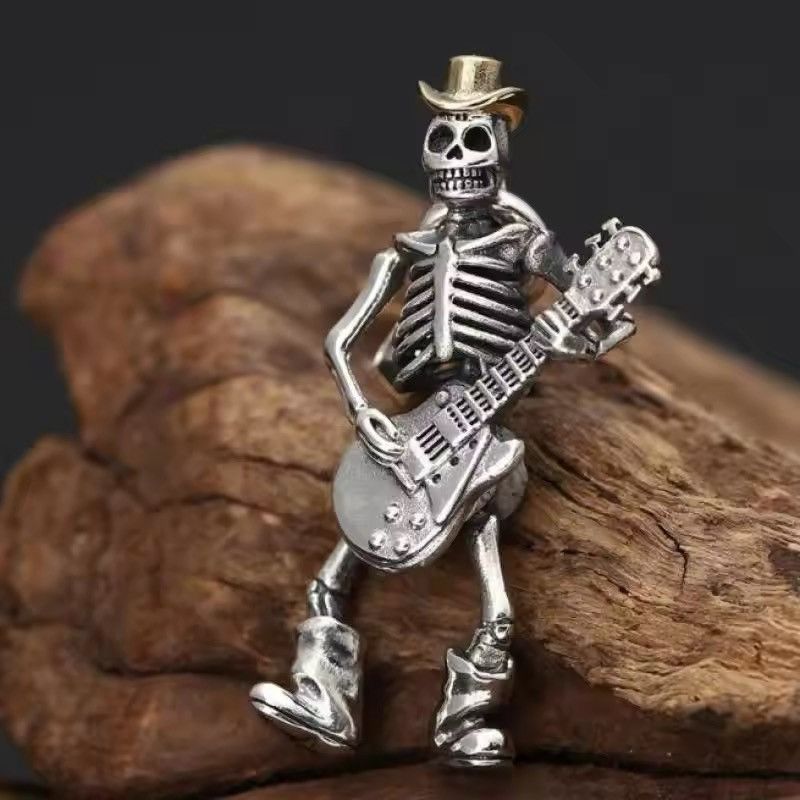 Jewelry Gothic Skull Guitar Pendant Necklace Size ONE SIZE - 4 Thumbnail