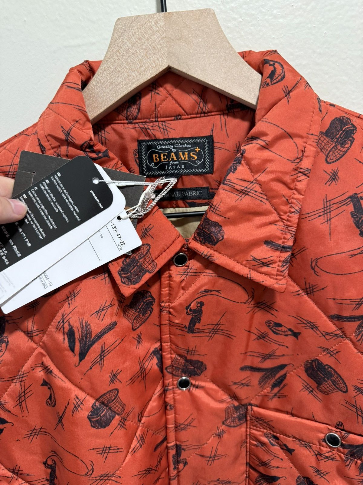 Beams Plus Beams+ QUILT SHIRT NYLON - Rust fishing print Size US XL / EU 56 / 4 - 5 Thumbnail