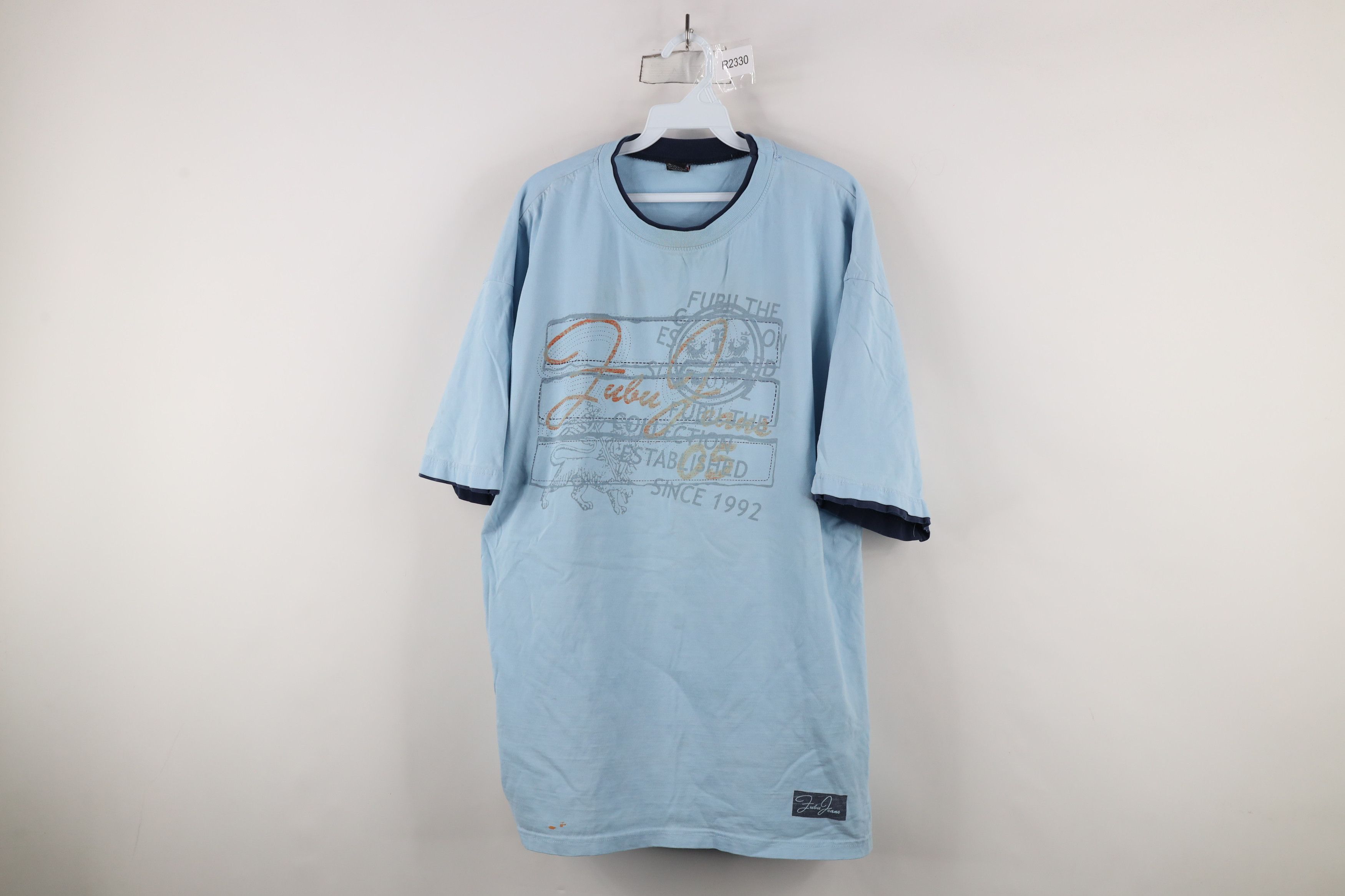 Fubu × Vintage Vintage 90s Y2K FUBU Spell Out Script Baggy Fit T-Shirt Blue Size US XXL / EU 58 / 5 - 1 Thumbnail