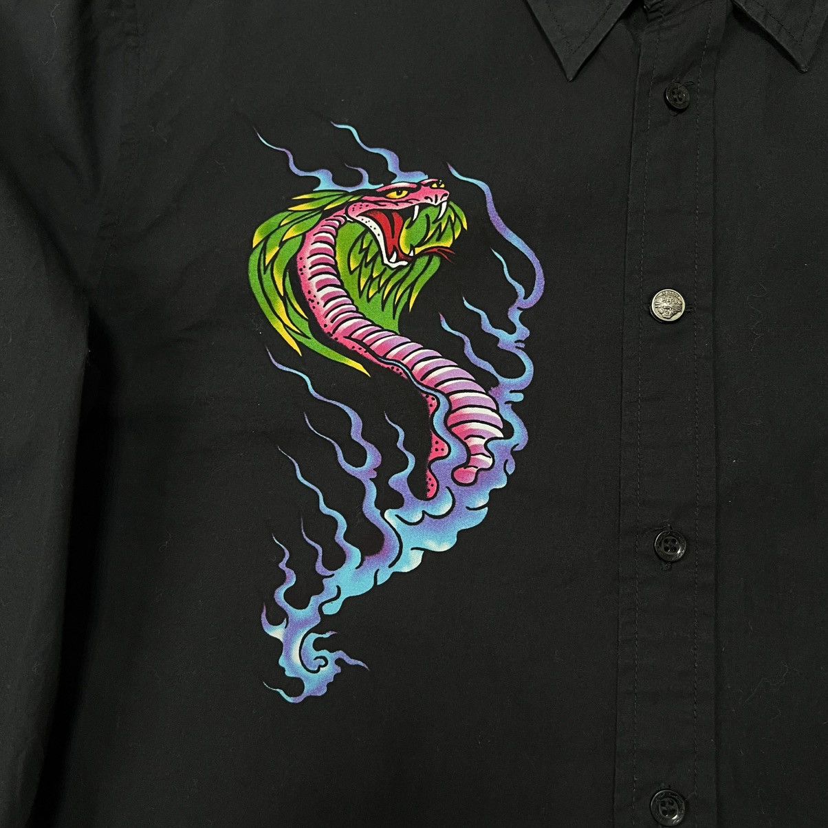 Christian Audigier × Ed Hardy × Vintage Vintage Ed Hardy shirt black big logo Size US XL / EU 56 / 4 - 4 Thumbnail