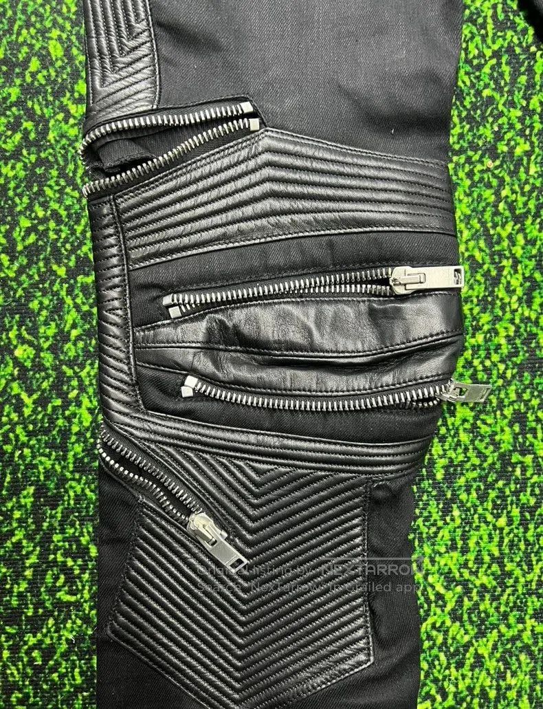 Saint Laurent Paris Saint Laurent Distressed Leather Zip Jeans. Size US 31 - 5 Thumbnail