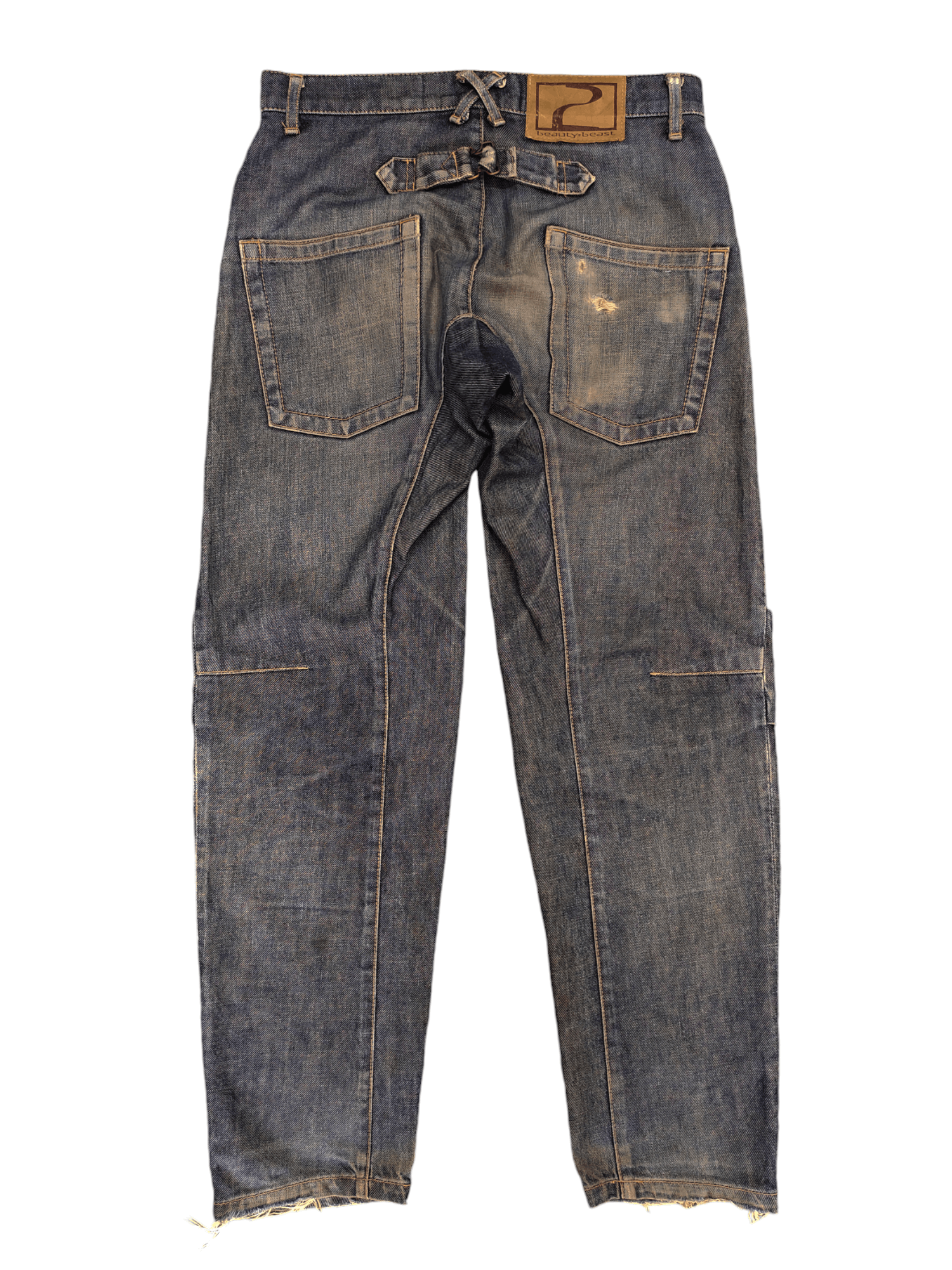 Beauty Beast Beauty Beast Buckle Back Distress Faded Denim Jeans Size US 30 / EU 46 - 8 Thumbnail