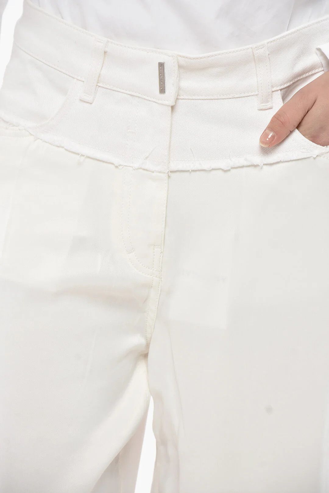 Givenchy og1mm0326 Wool Palazzo Pant in White Size 29" - 3 Thumbnail