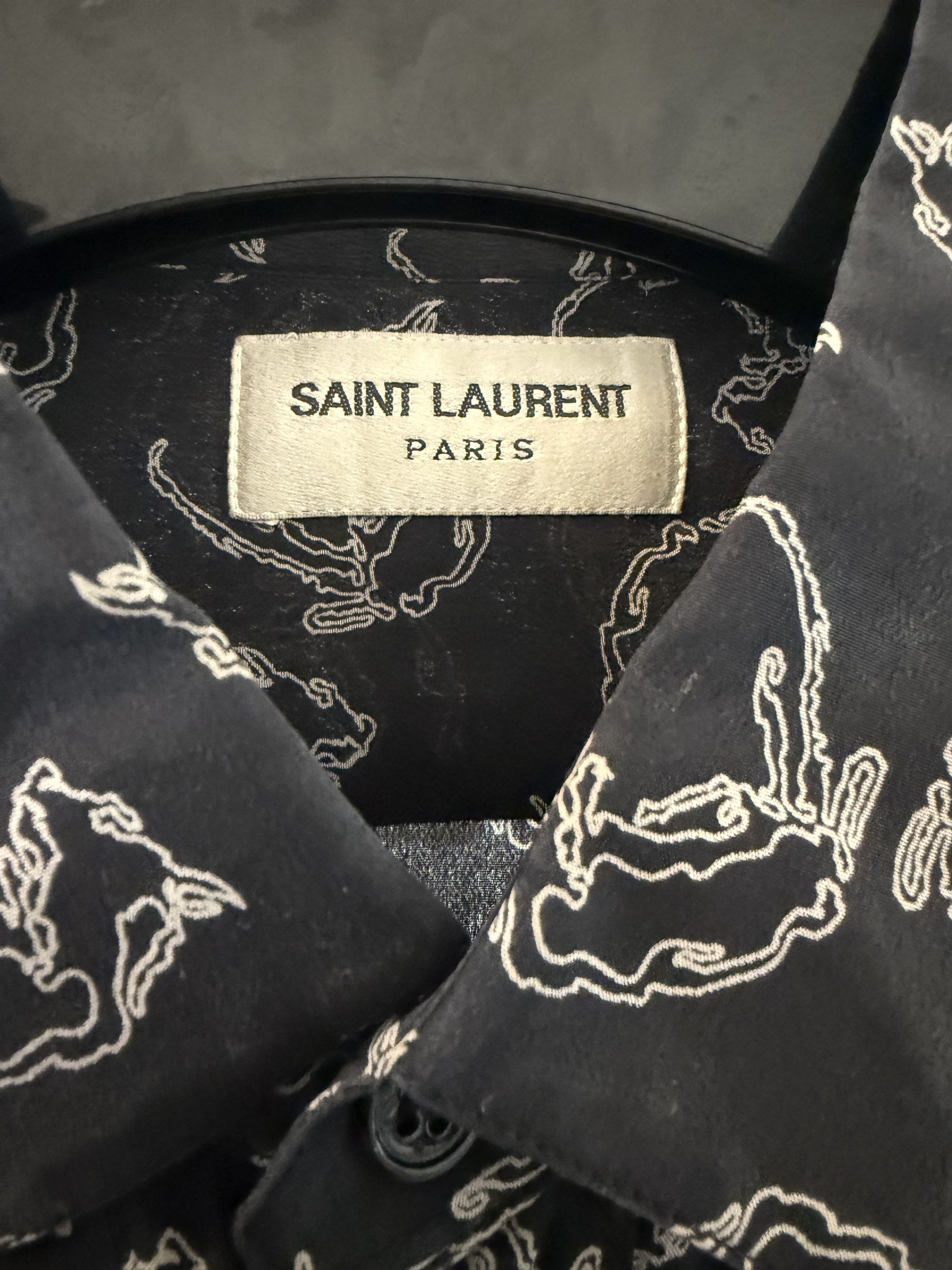 Hedi Slimane × Saint Laurent Paris FW13 Saint Laurent Silk Dead Rats Shirt Size US L / EU 52-54 / 3 - 11 Thumbnail