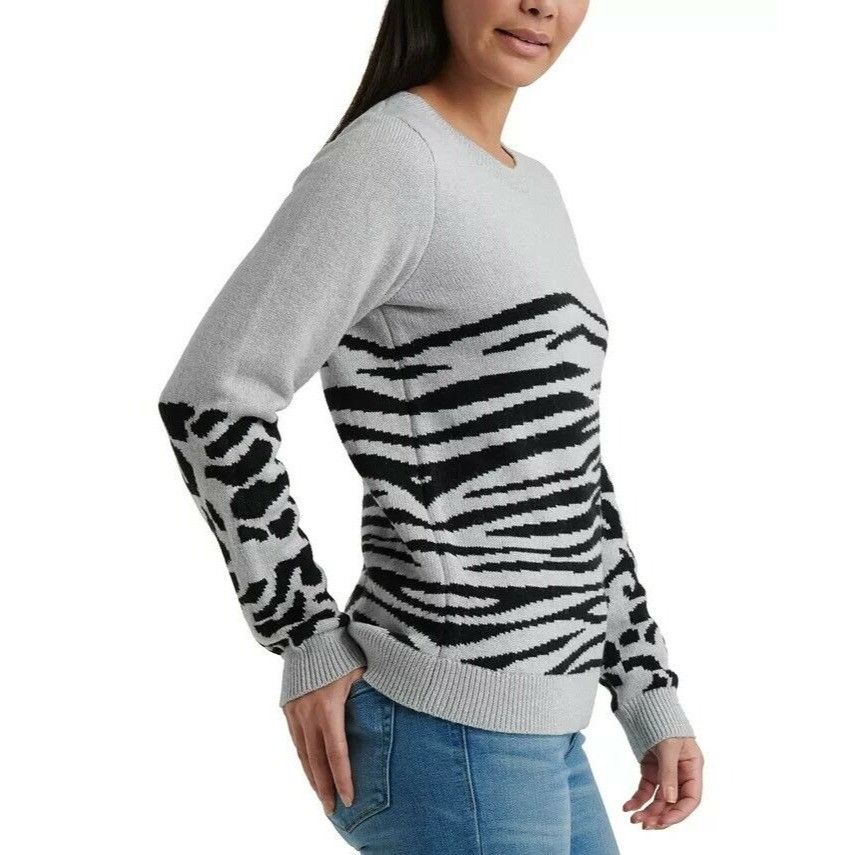 Lucky Brand Lucky Brand Mixed Animal-Print Sweater, Gray, Size XS Size XS / US 0-2 / IT 36-38 - 2 Thumbnail