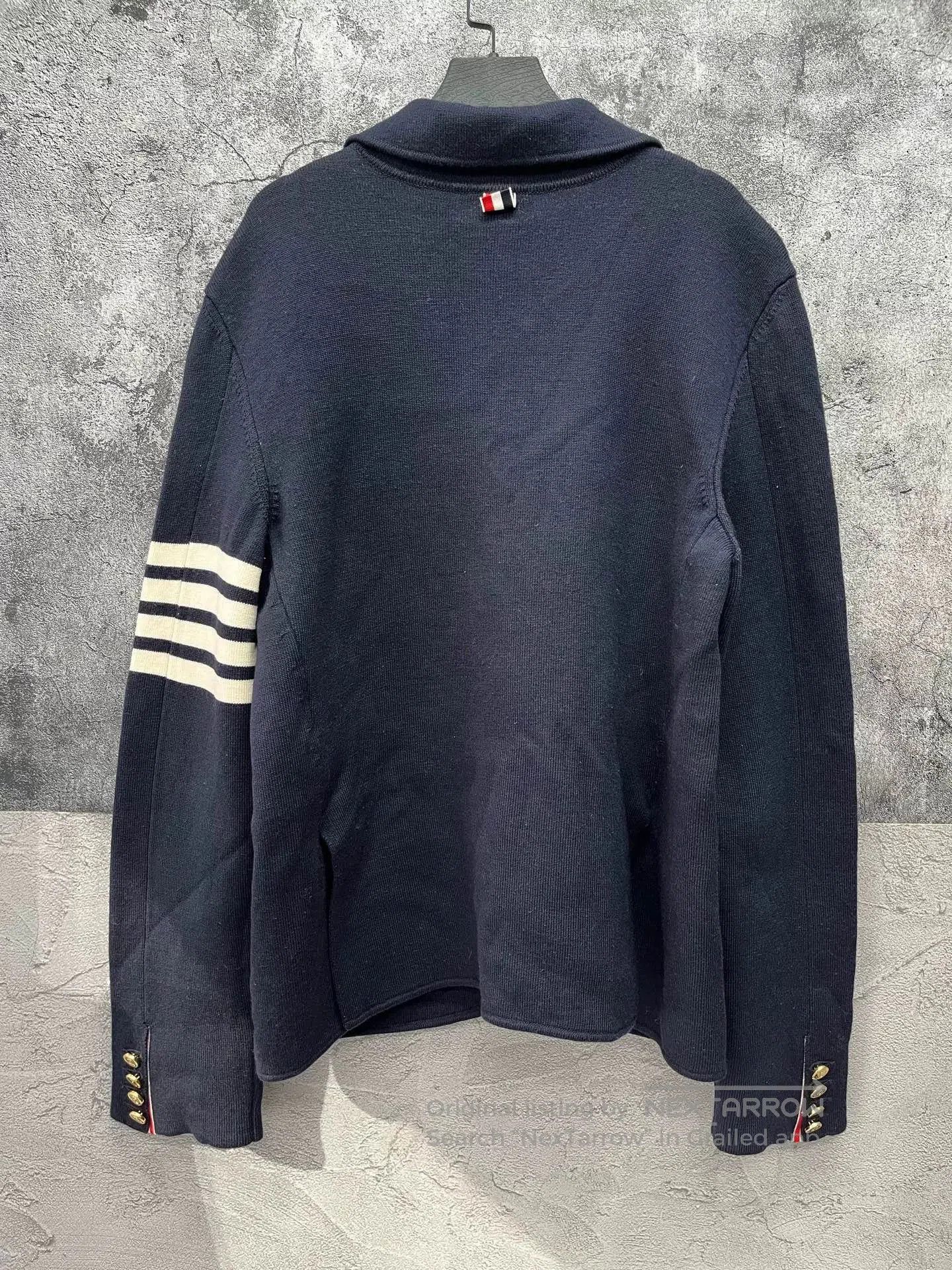 Thom Browne thom browne navy wool knit jacket. Size US L / EU 52-54 / 3 - 3 Thumbnail