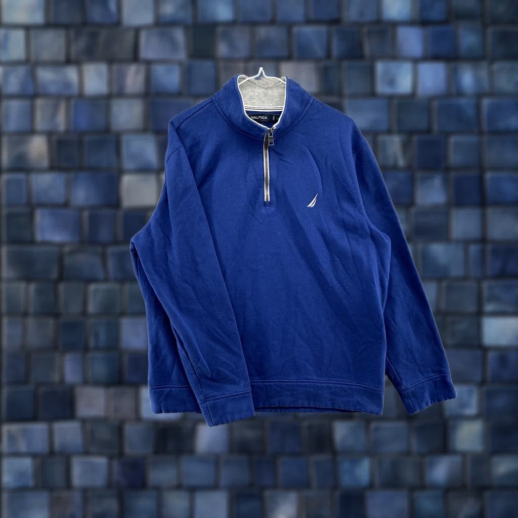 Nautica Nautica Men's 1/4 Zip Pullover Sweater Blue L Shirt Adults Mens Size L Size US L / EU 52-54 / 3 - 1 Thumbnail