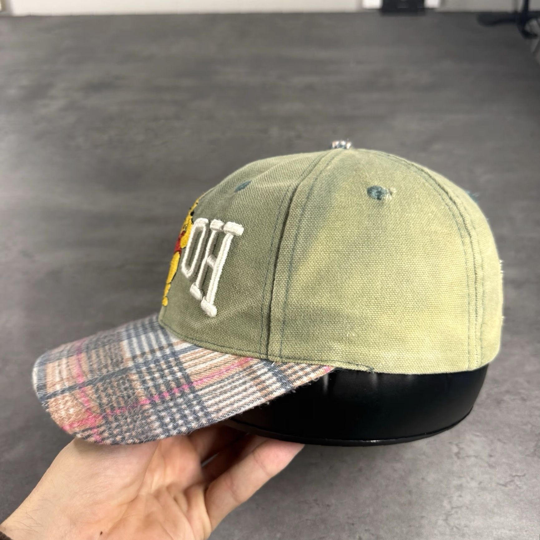Disney VINTAGE Disney Winnie The Pooh Hat Green Denim Plaid Faded Trucker Hat Thrash Disney Store Size ONE SIZE - 3 Thumbnail