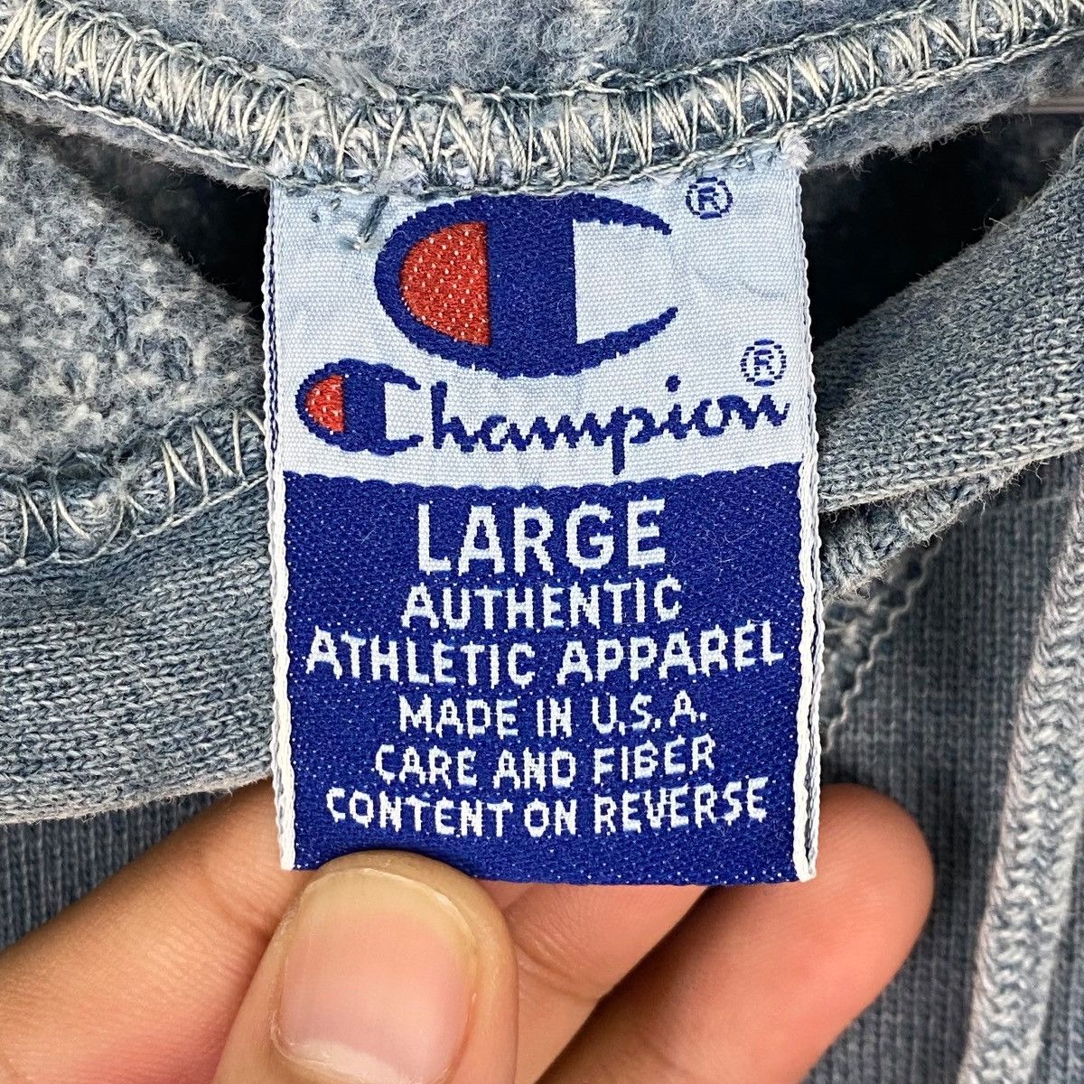 Other Vintage Champion Stonewashed Hoodie Sweater Blue Big Logo Size US L / EU 52-54 / 3 - 7 Thumbnail