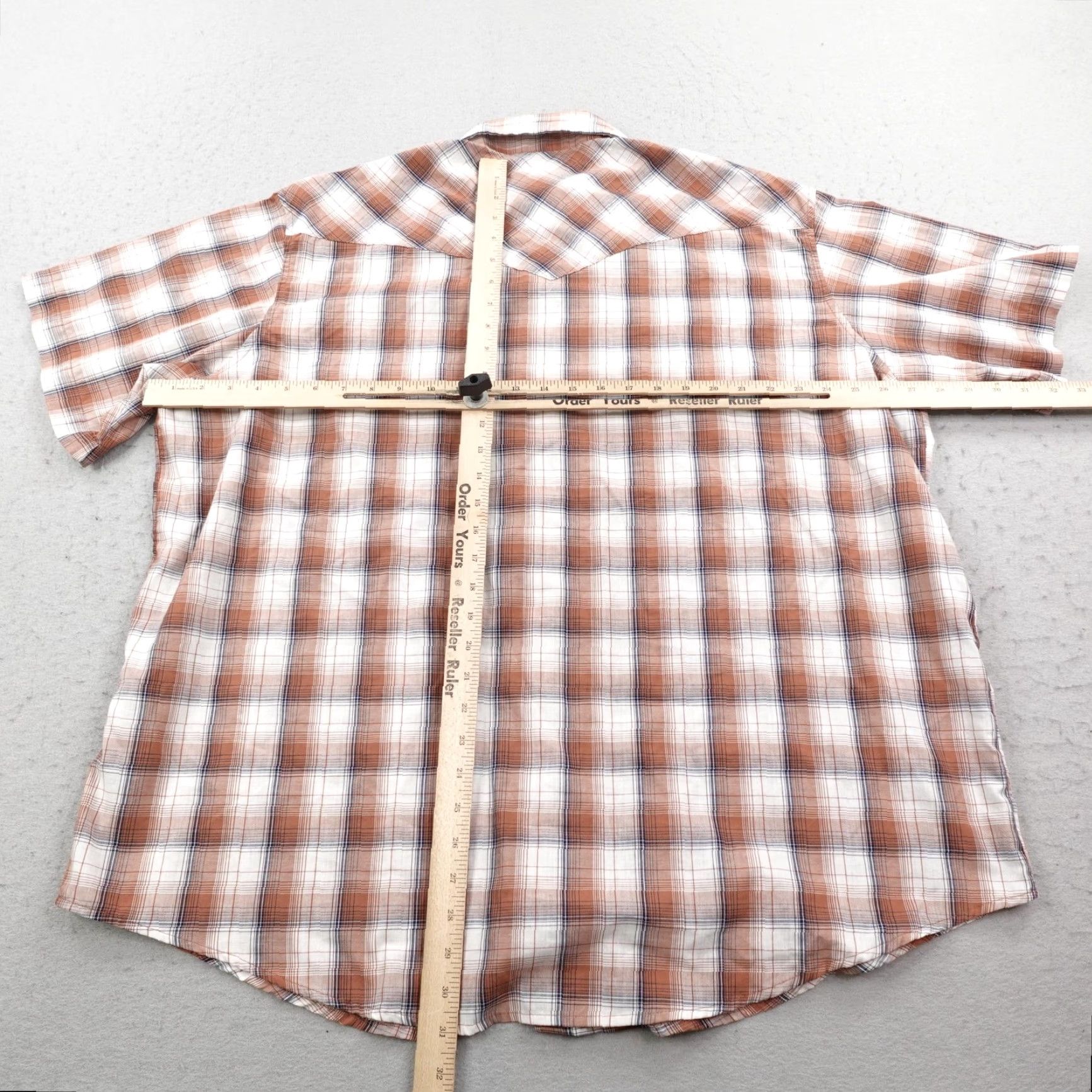 Wrangler VINTAGE Wrangler Shirt Mens 2XL Brown Plaid Western Pearl Snap Short Sleeve Rodeo Ranch Size US XXL / EU 58 / 5 - 4 Thumbnail