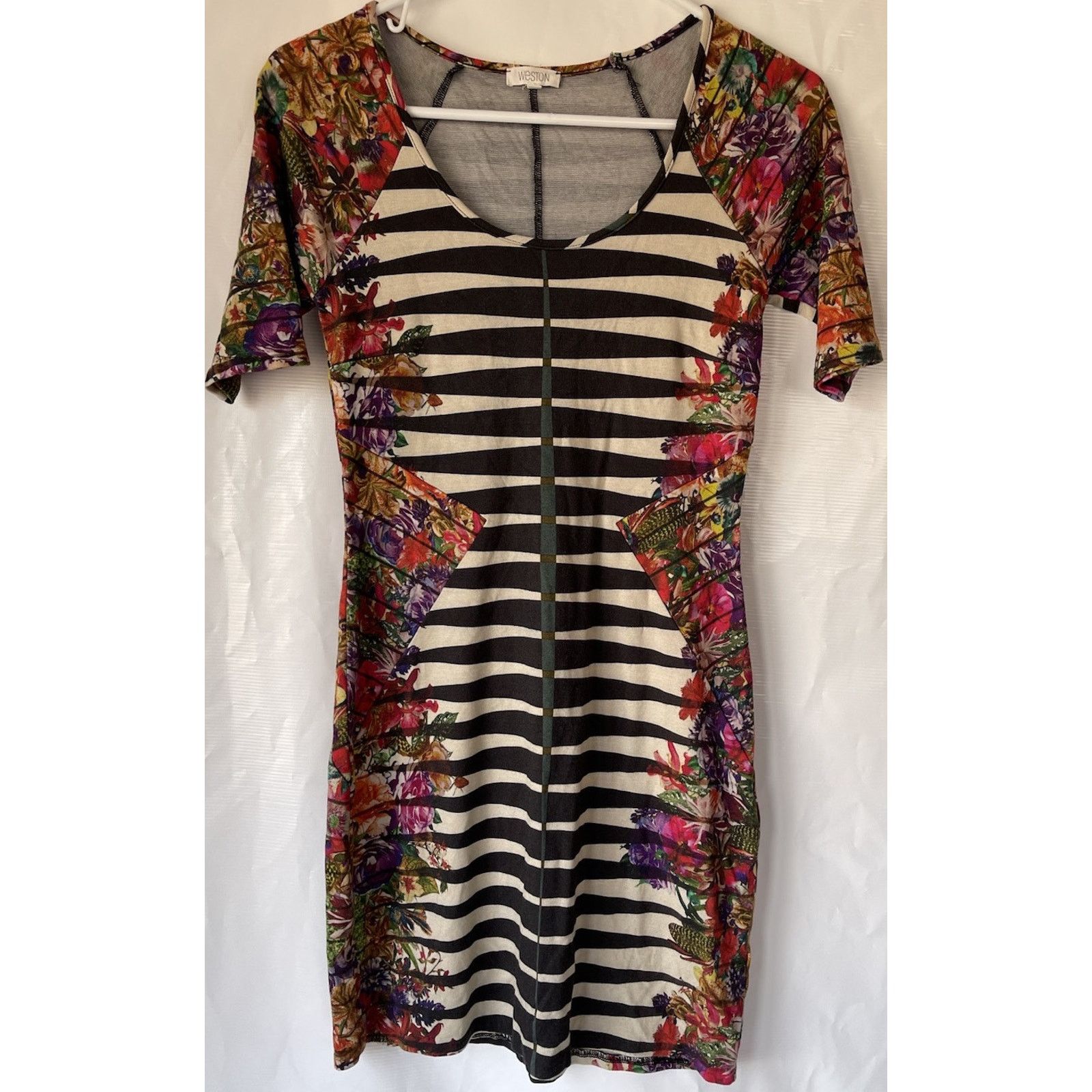 Anthropologie Weston Anthropologie Striped Floral Dress Small USA Made Size S / US 4 / IT 40 - 1 Thumbnail