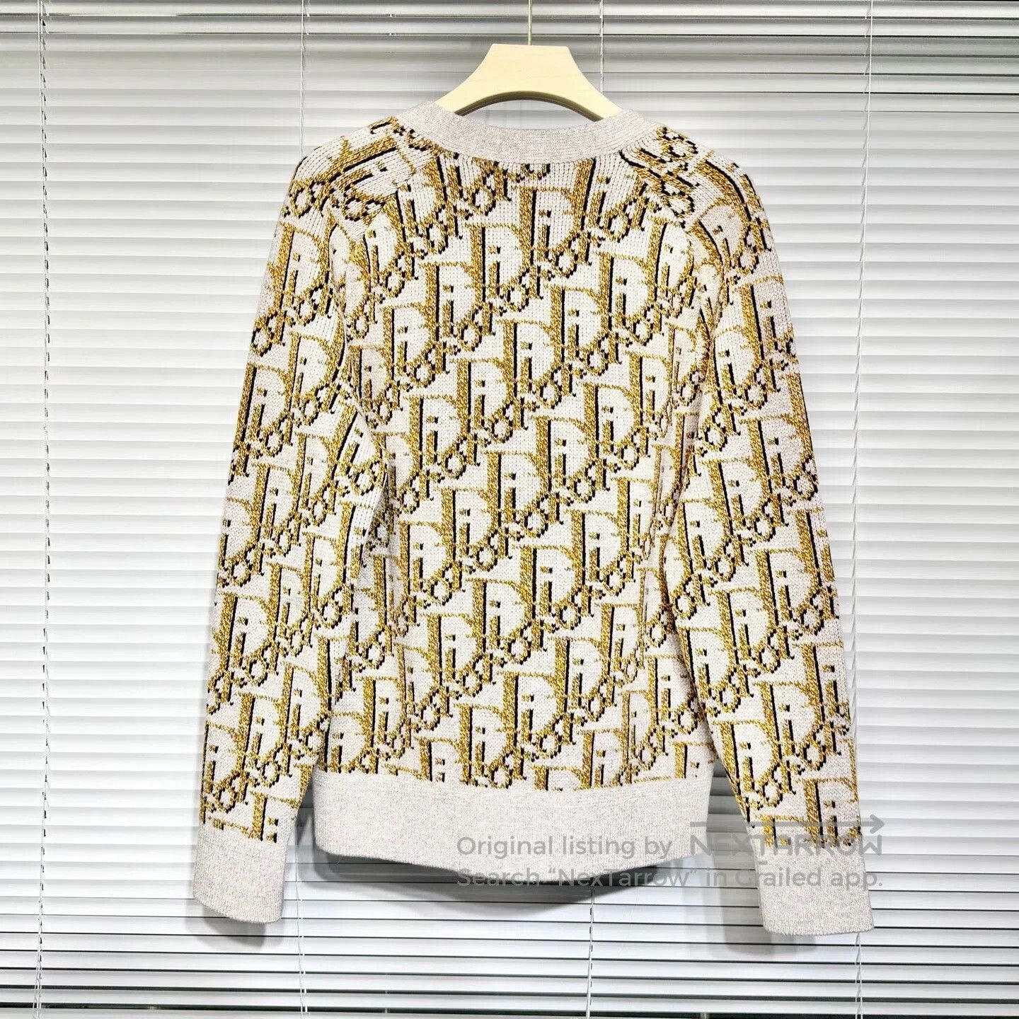 Dior dior oblique knit cardigan in beige brown. Size L / US 10 / IT 46 - 2 Thumbnail