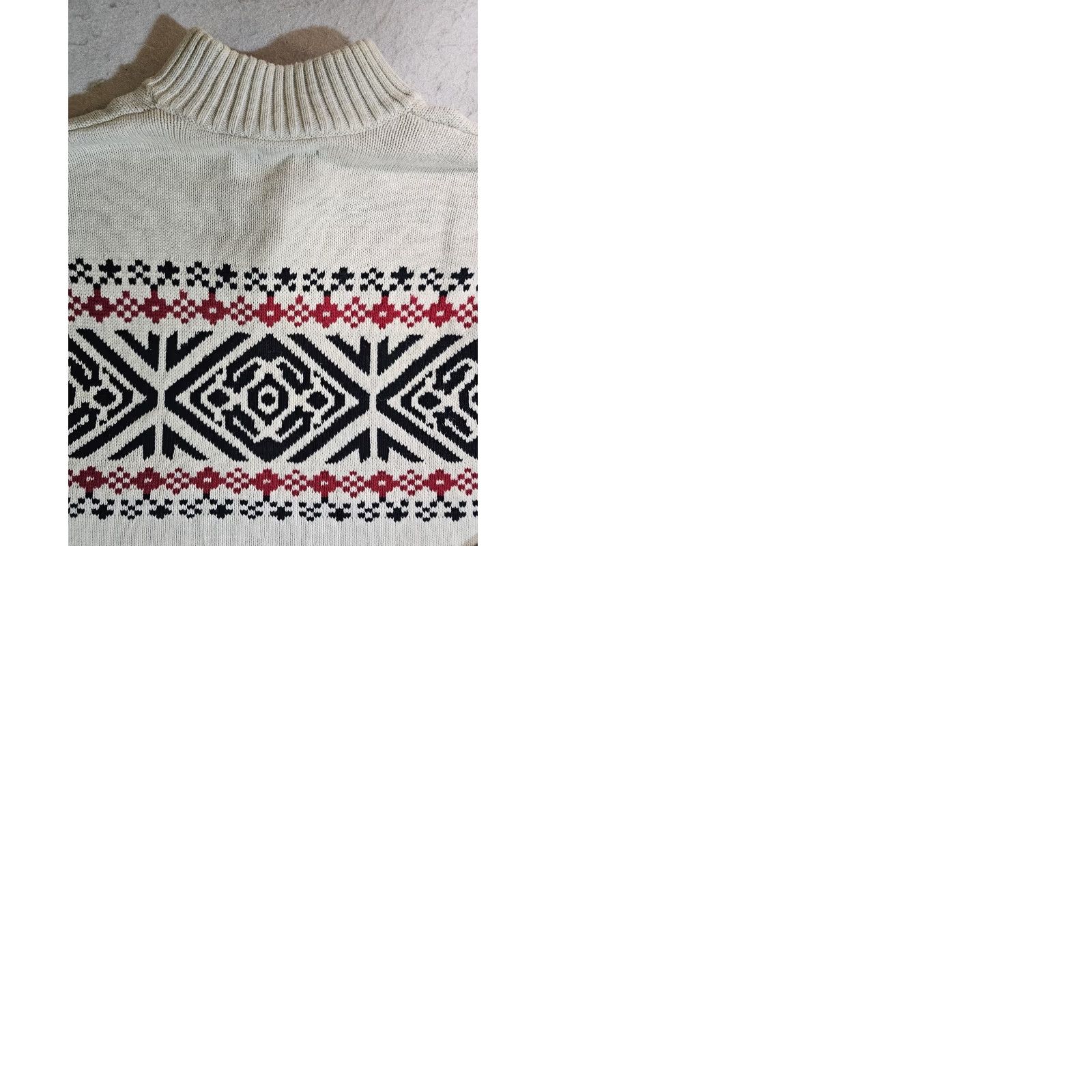 Chaps VINTAGE Chaps Ralph Lauren Sweater Nordic 1/4 Button Mock Neck 2XL Cream Black Red Pattern Mens Size US XXL / EU 58 / 5 - 9 Thumbnail