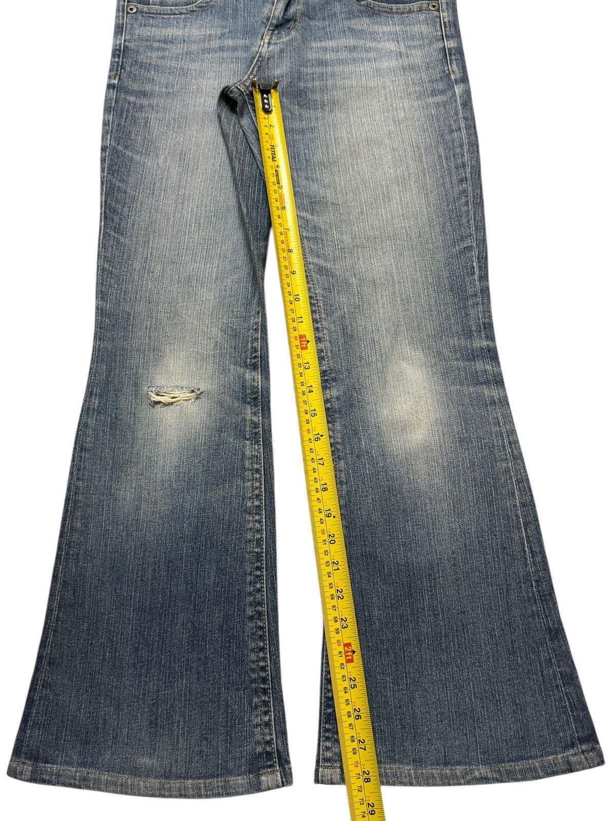 Hysteric Glamour Vintage Y2K Japanese Brand Blue Faded Whisker Wide Leg Flare Size US 30 / EU 46 - 10 Thumbnail