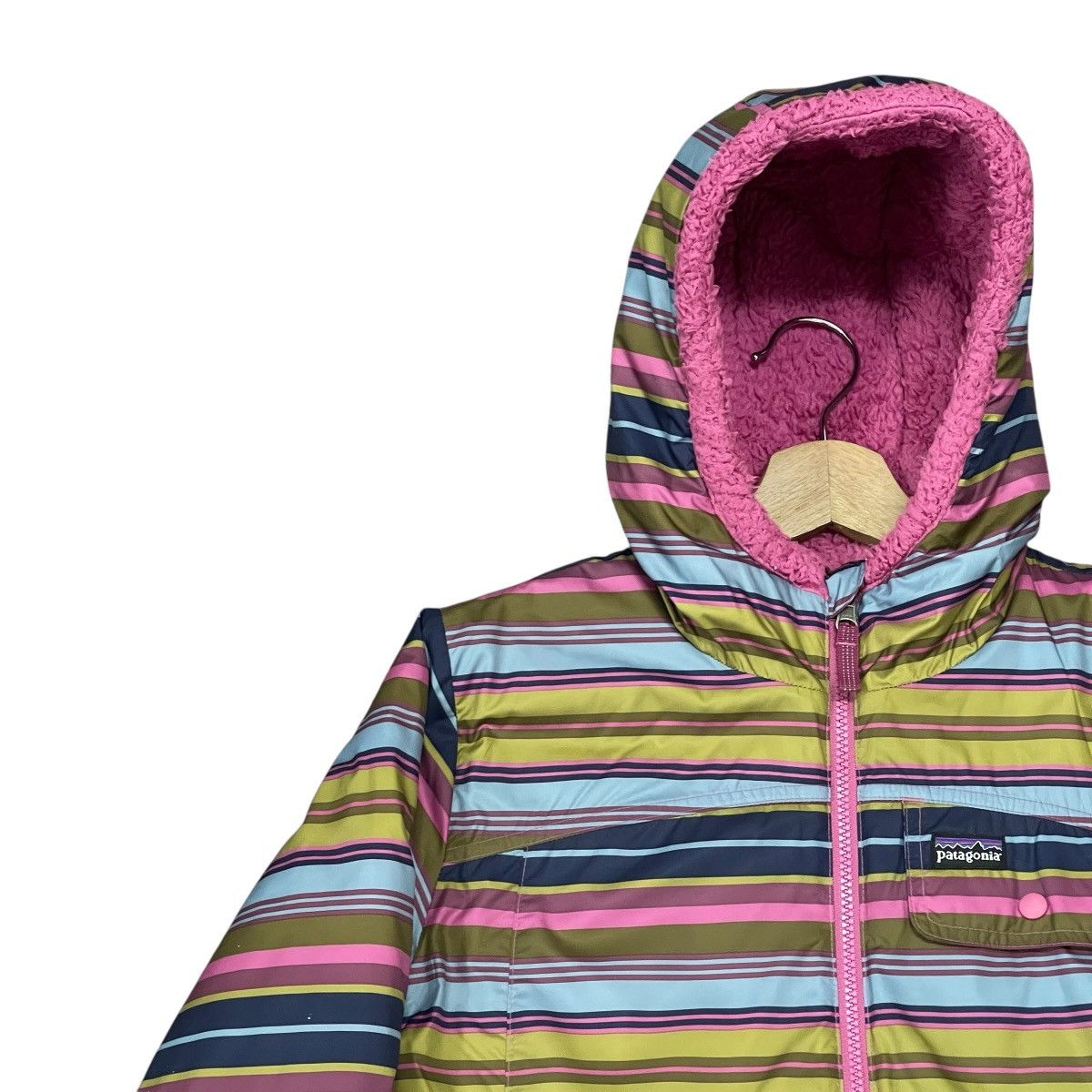 Patagonia Patagonia Reversible Striped Sherpa Fleece Puffer Jacket Size L / US 10 / IT 46 - 5 Thumbnail