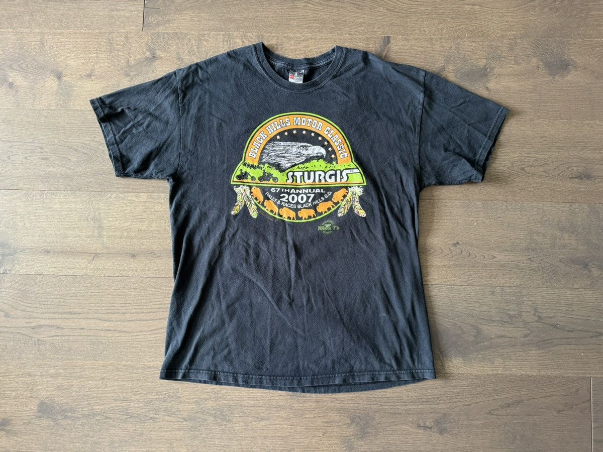 Hanes × Harley Davidson × Vintage Vintage Black Hills Sturgis 2007 Black T-shirt Hanes Beefy-T Size US XL / EU 56 / 4 - 2 Thumbnail