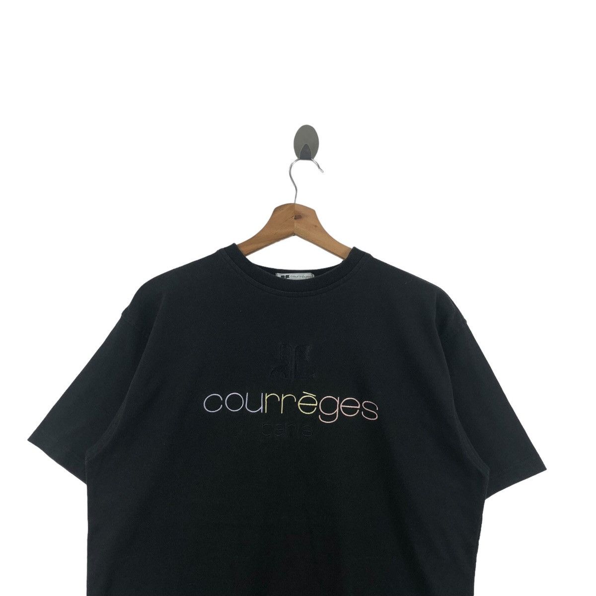 Courreges × Vintage Pick!! Vtg COURREGES Big Spellout Embroidery Top Tee Tshirt Size US L / EU 52-54 / 3 - 3 Thumbnail