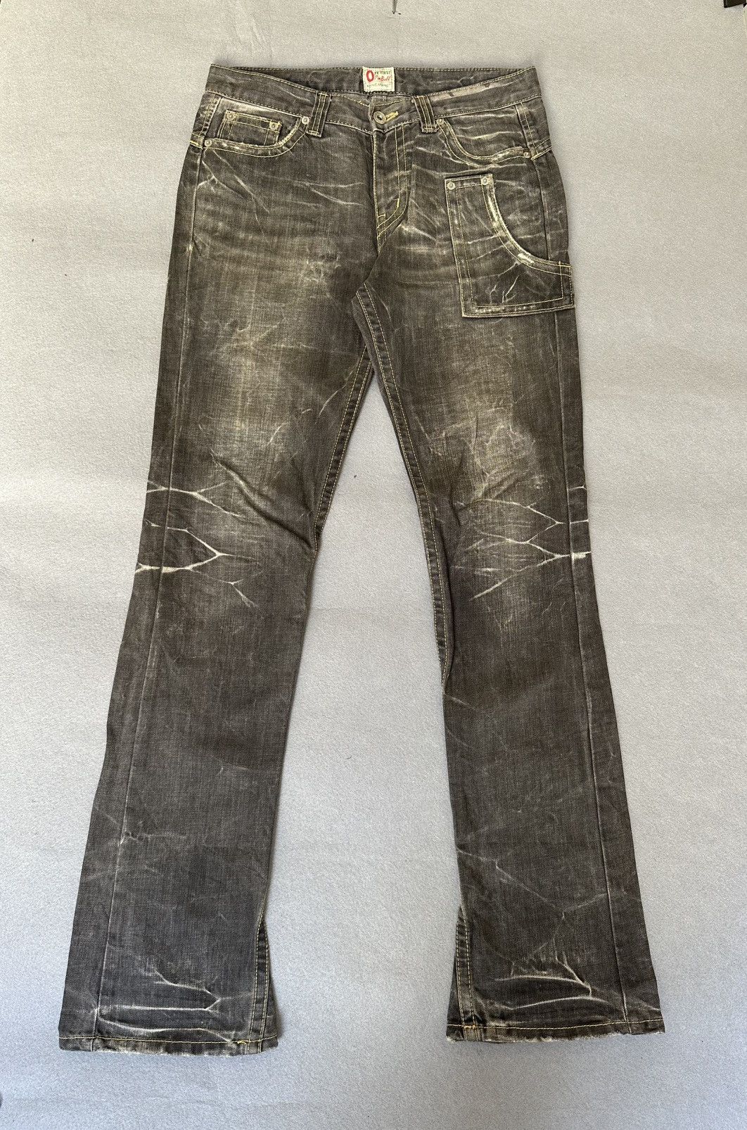 Japanese Brand FLARE Slim Ozz Pinball Distressed Denim Size US 30 / EU 46 - 1 Thumbnail