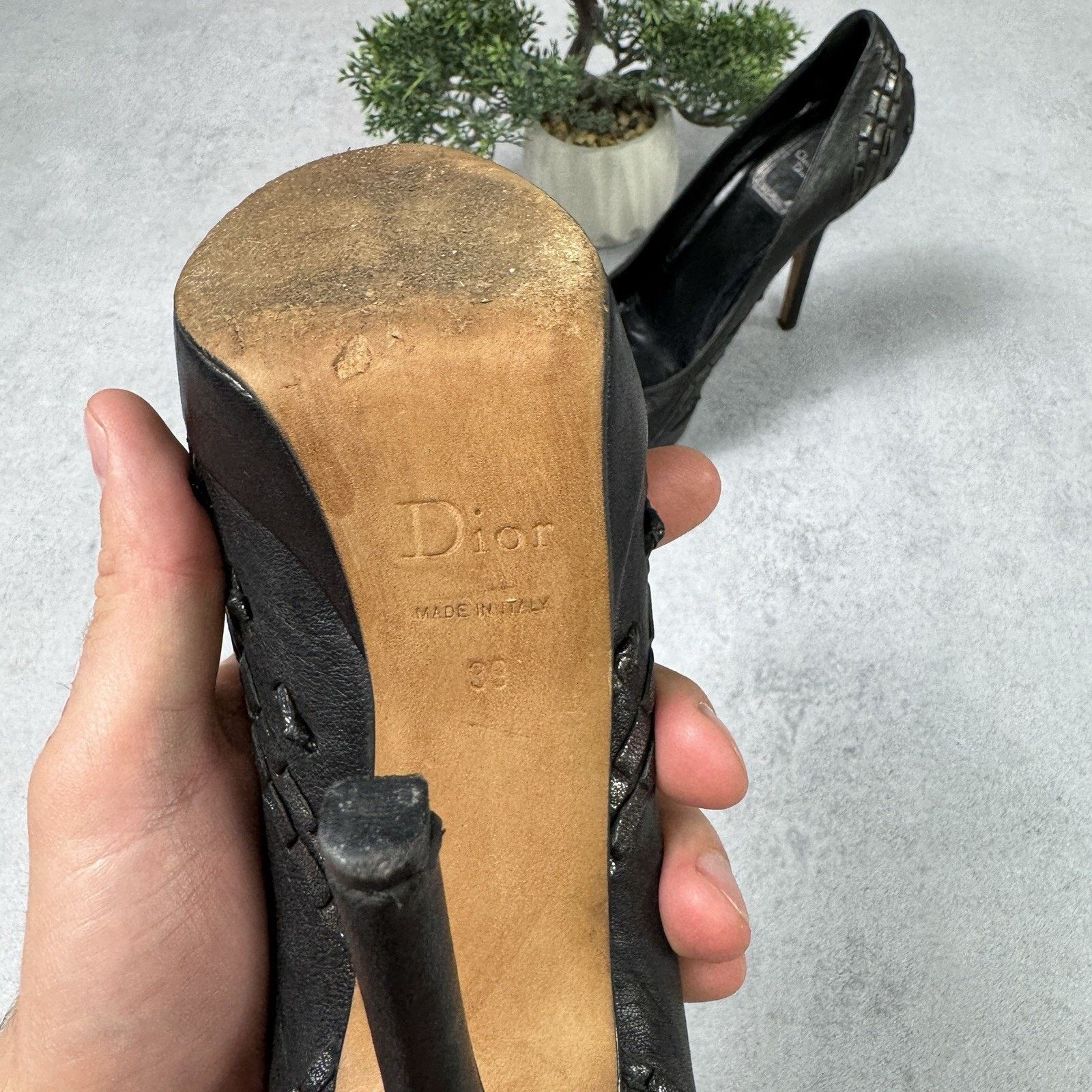 Dior CHRISTIAN DIOR Braided Leather Platform Pumps Black size 39 Size US 9 / IT 39 - 11 Thumbnail
