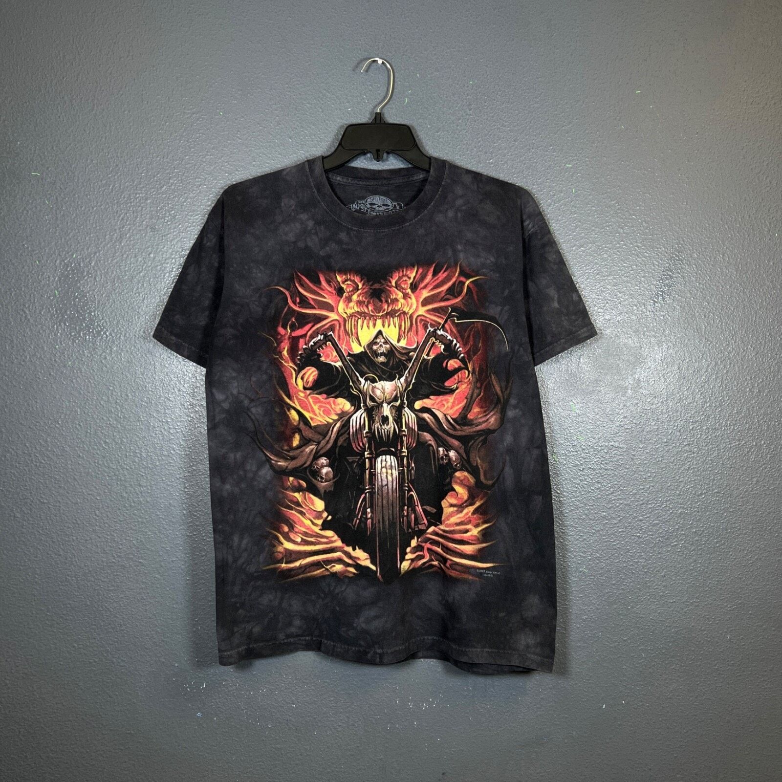 Vintage SkulBone L blue t-shirt 2007 Abrar Ajmal tie dye biker skull Size US L / EU 52-54 / 3 - 1 Thumbnail
