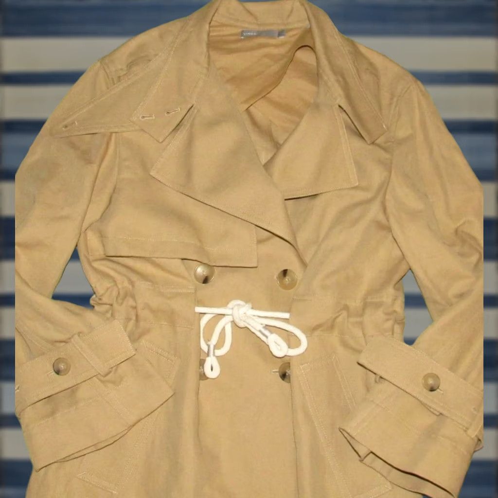 Vince VINTAGE VINCE Khaki Linen Cotton Long Trench Coat Jacket Worn Once Small Size S / US 4 / IT 40 - 1 Thumbnail