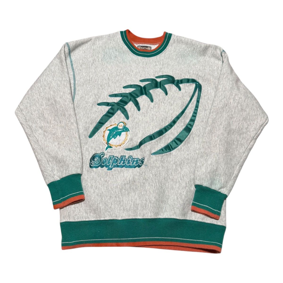 Vintage Vintage Miami Dolphins NFL Gray Sweatshirt Men's Large FLAW Size US L / EU 52-54 / 3 - 1 Thumbnail