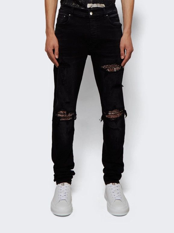 Amiri o1gr1nt0824 Mx1 Bandana Jeans in Aged Black Size US 33 - 3 Thumbnail