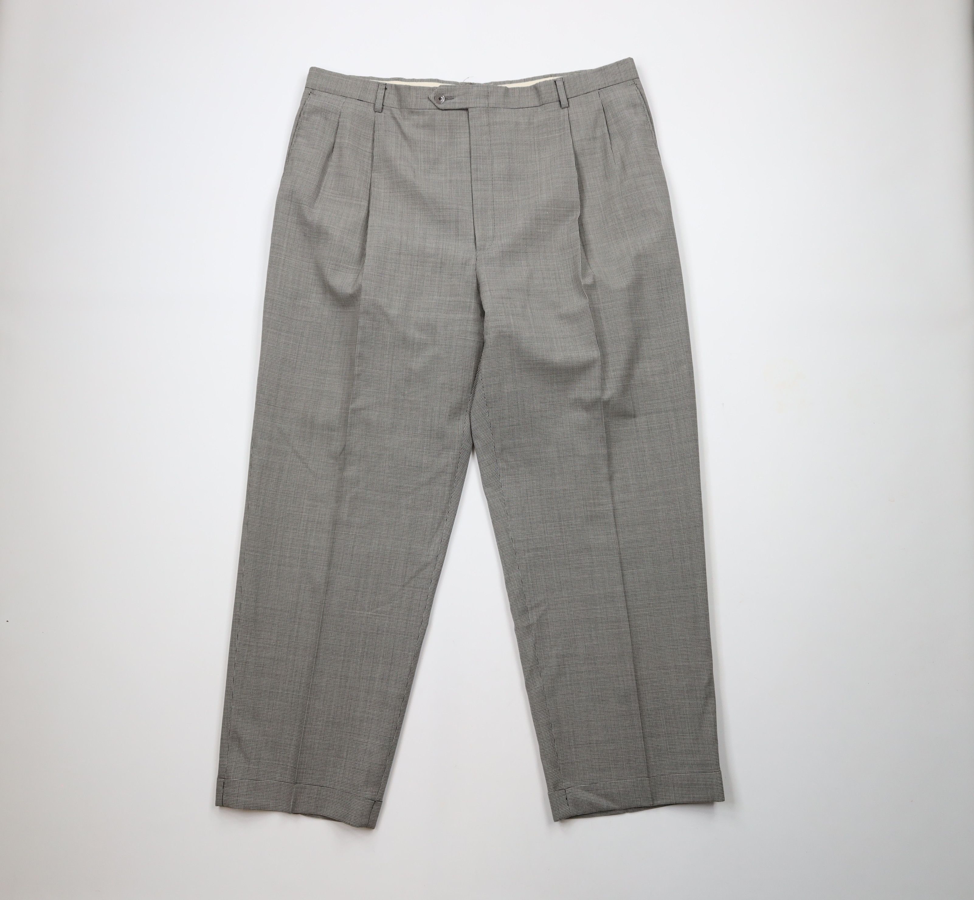 Vintage Vintage 90s Streetwear Pleated Houndstooth Chino Pants Wool Size US 38 / EU 54 - 1 Thumbnail