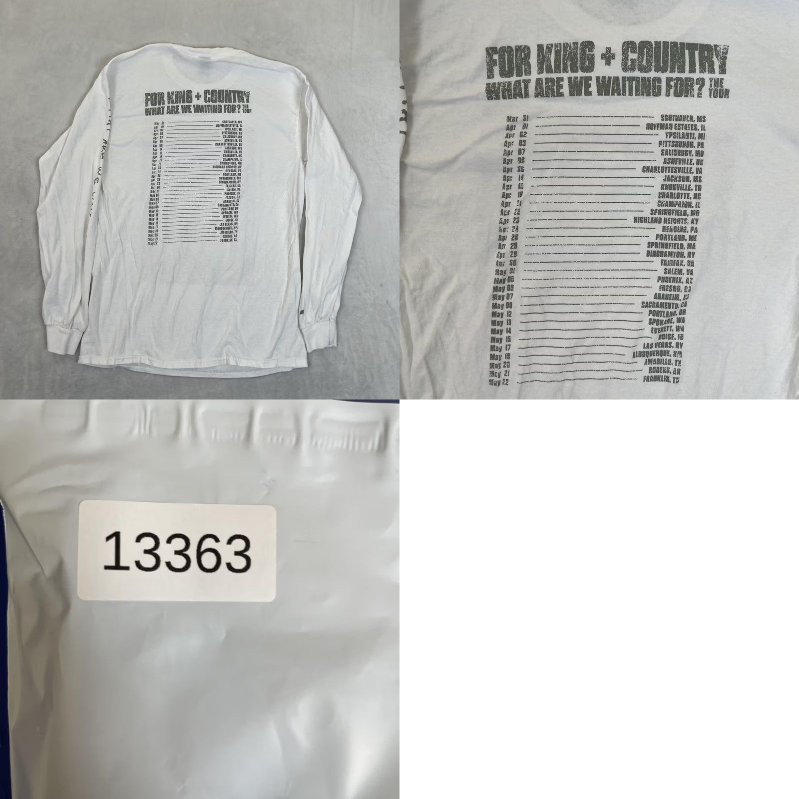 Gildan For King & Country T-Shirt Long Sleeve Size M White What Are We Waiting For Tour Mens Size US M / EU 48-50 / 2 - 8 Thumbnail