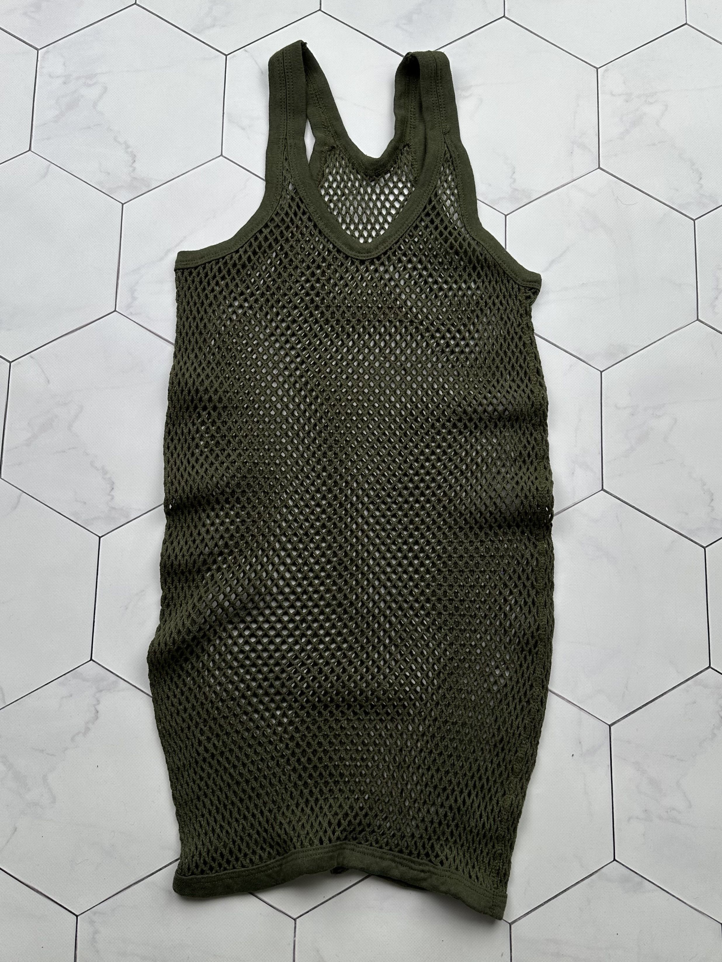 image of Avant Garde Vintage Knit Mesh Tank Top in Green, Men's (Size Small)