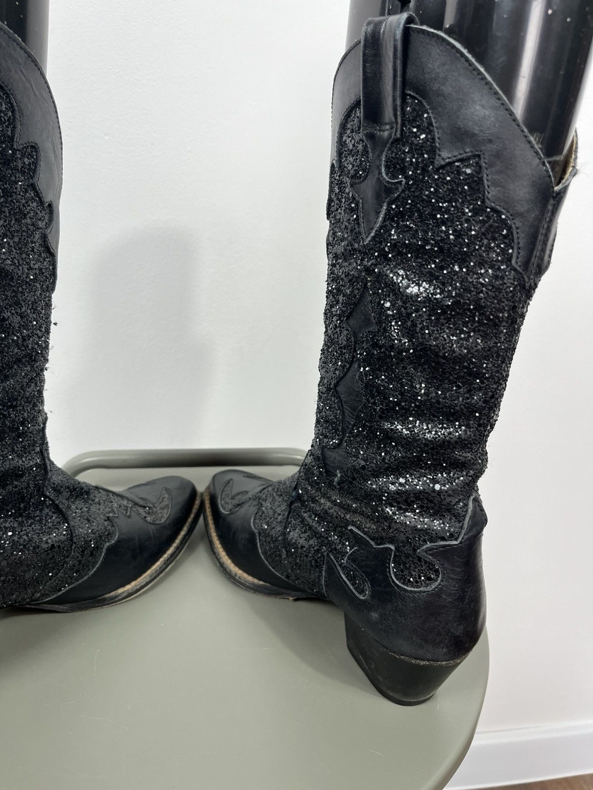 Other Black Glitter Cowboy Boots EU 39 Leather Spain Western Size US 8 / IT 38 - 7 Thumbnail