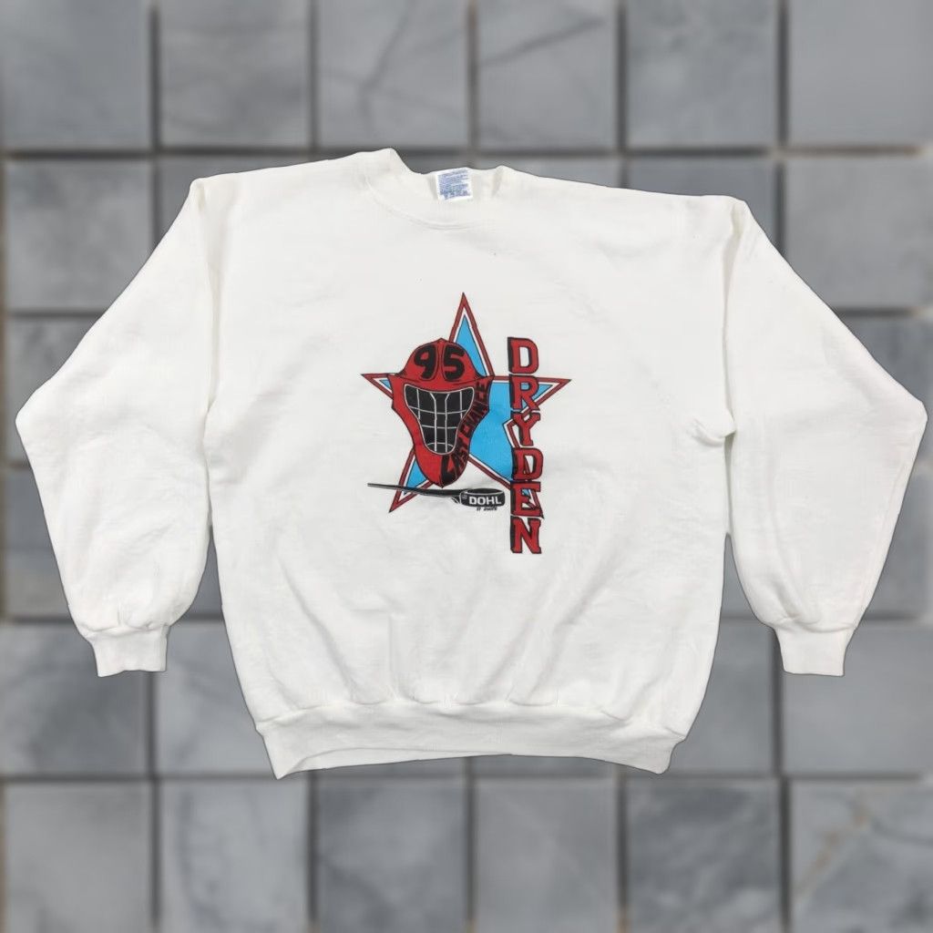 Hanes Vintage Dryden Last Chance Hockey Sweatshirt Adult XL White 90's Crew Neck VTG Size US XL / EU 56 / 4 - 1 Thumbnail