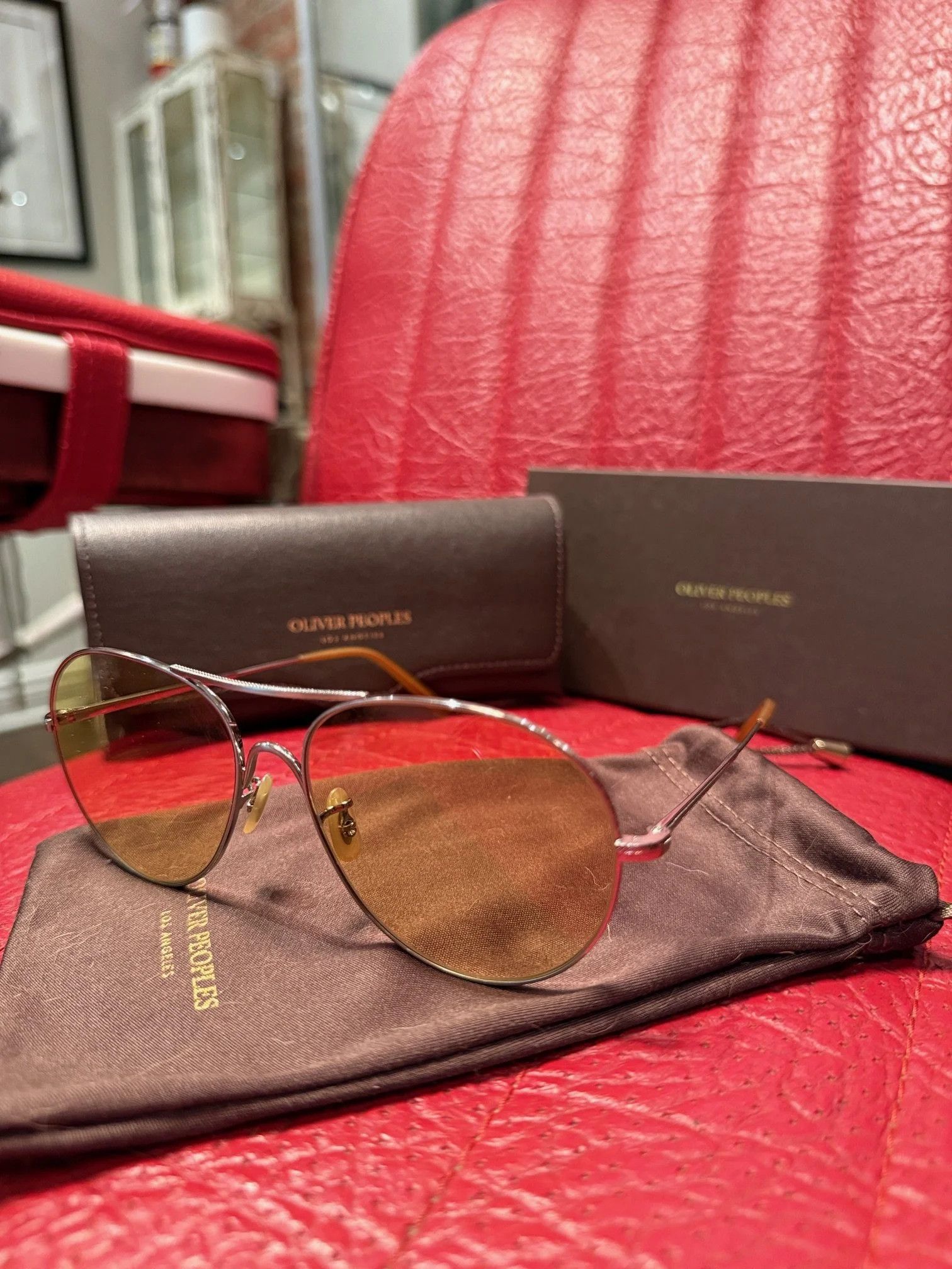 Oliver Peoples Oliver Peoples Rockmore Aviator Sunglasses Size ONE SIZE - 1 Thumbnail