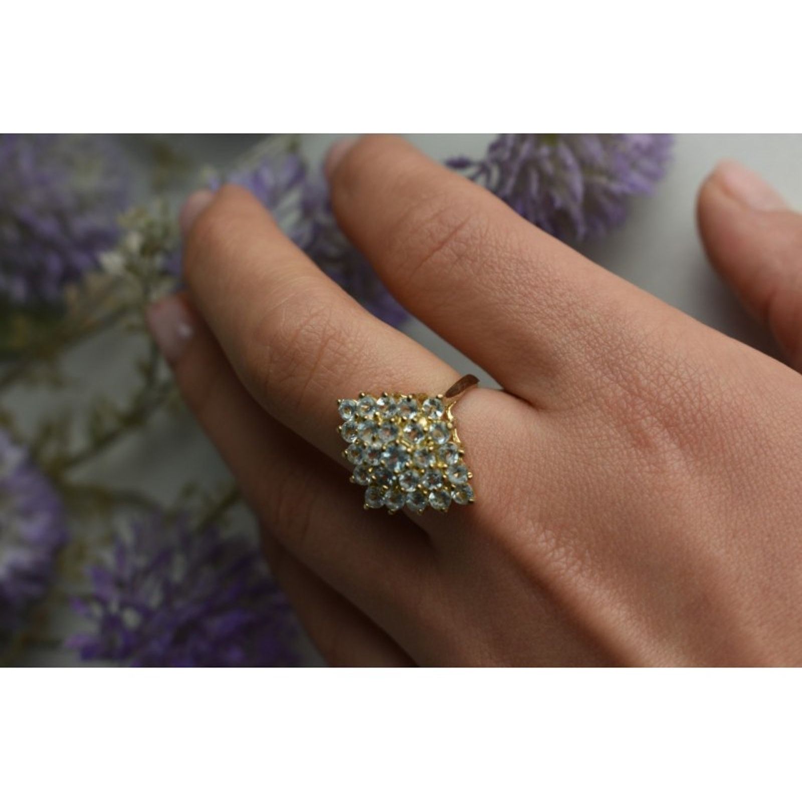 Jewelry 925 STERLING SILVER GOLD PLATED BLUE SPINEL RING SIZE 8 Size ONE SIZE - 8 Thumbnail