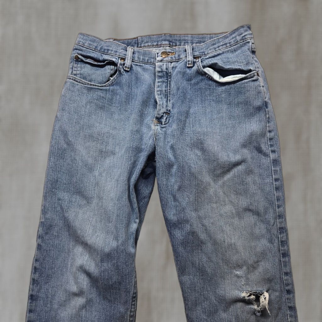 Wrangler VINTAGE Wrangler Jeans Denim Pants 100% Cotton Straight Leg Adult Mens 33 x 30 Blue 5-Pocket Design Band 9TRLAVS Regular Mens Jeans Size US 33 - 1 Thumbnail