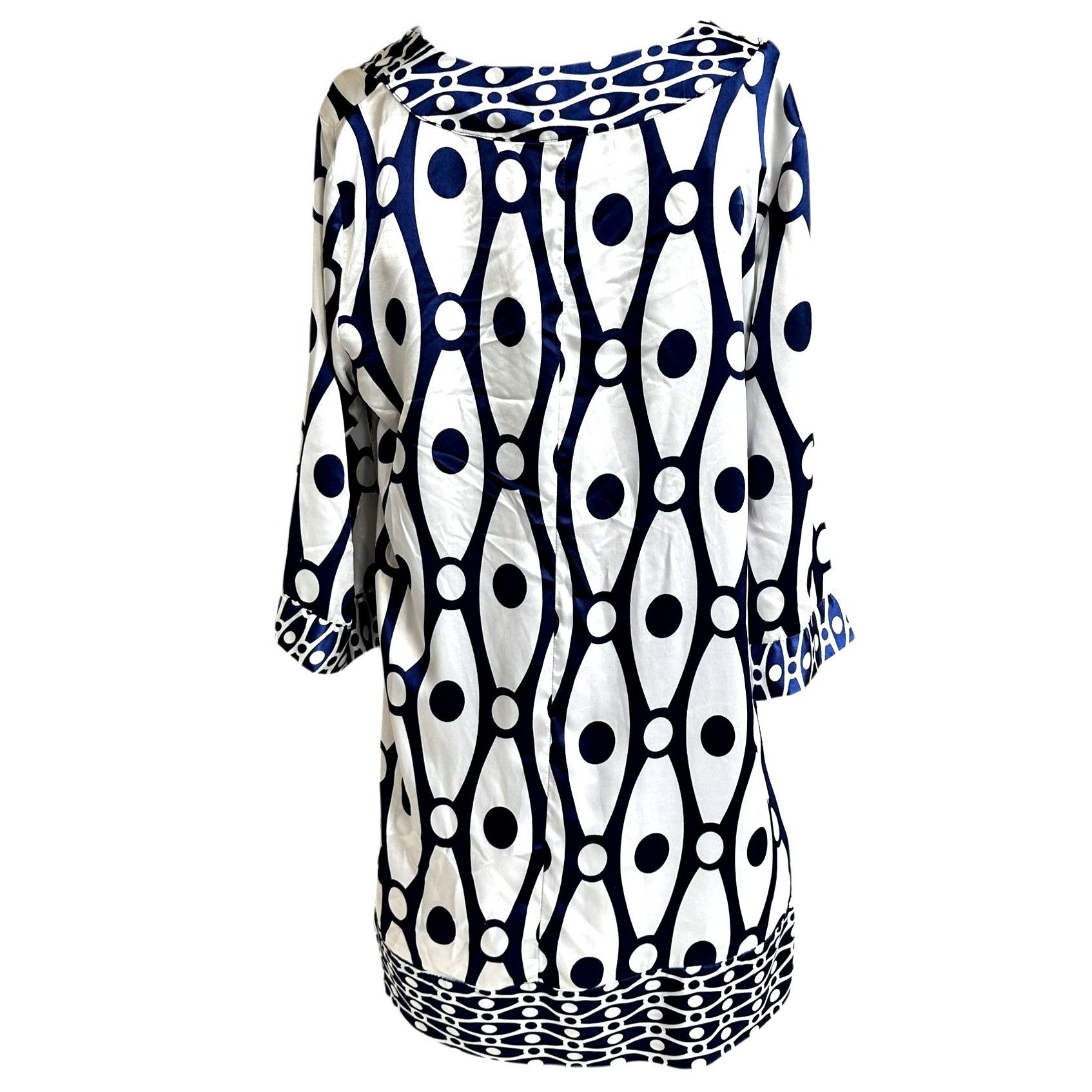 Other Antilia Femme Dress Large Midi White Navy Abstract Geometric Size L / US 10 / IT 46 - 3 Thumbnail
