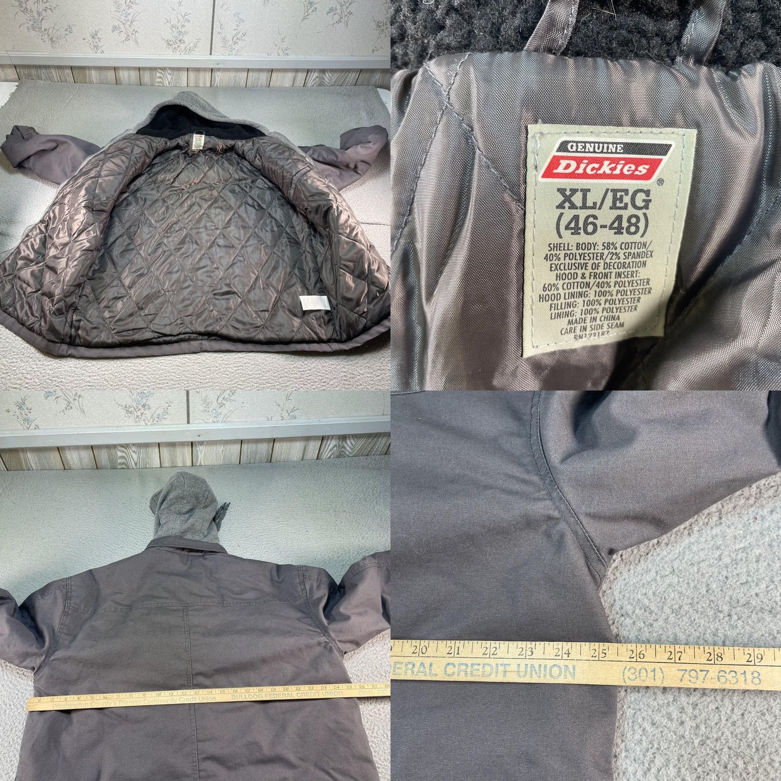 Dickies Dickies Jacket Mens XL Gray Canvas Hooded Snap Quilted Insulated Workwear Coat Size US XL / EU 56 / 4 - 8 Thumbnail