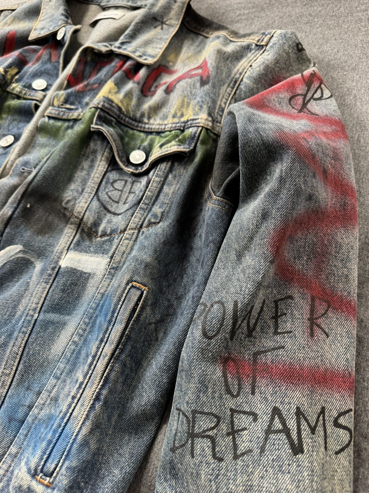 Balenciaga Balenciaga Denim Jacket Custom Painted Grafitti All-Over Size US S / EU 44-46 / 1 - 4 Thumbnail