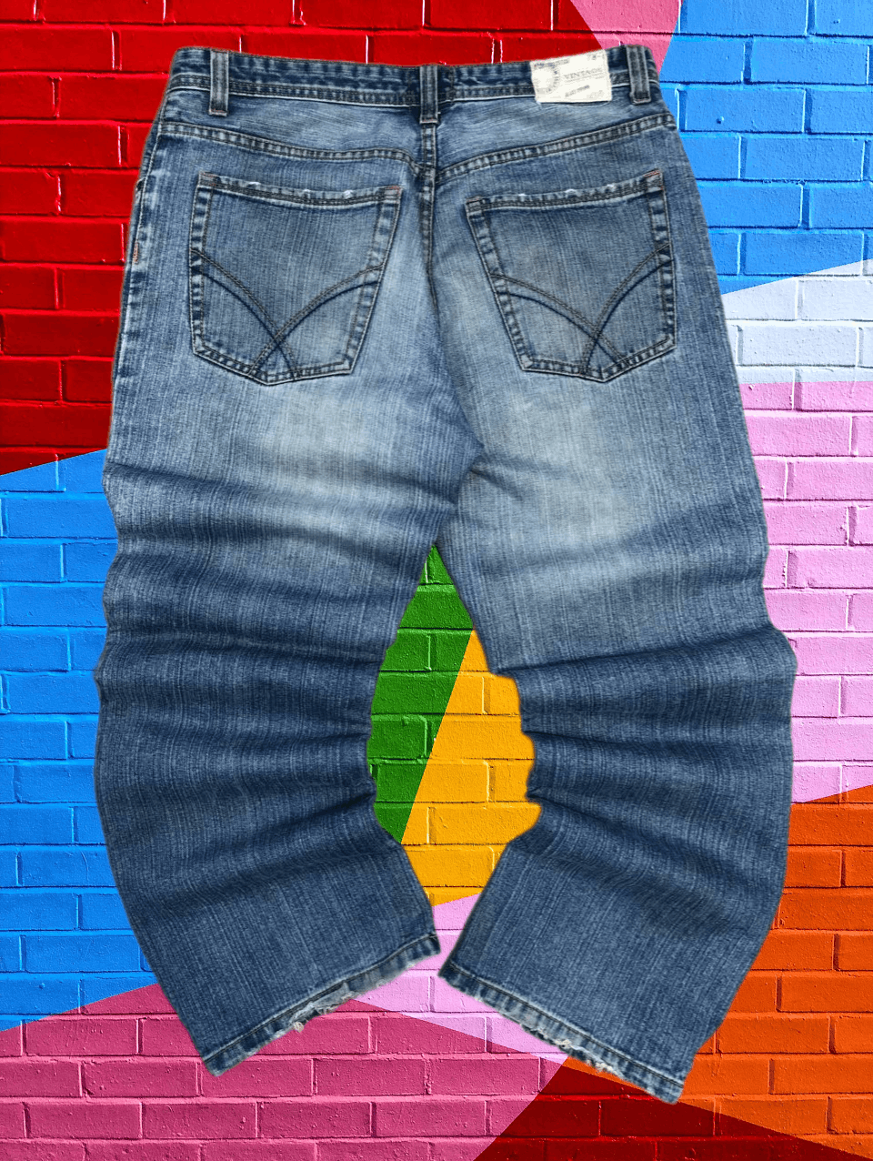 image of Avant Garde Baggythrashed Boro Stich Distressed Denim Pant in Blue, Men's (Size 36)