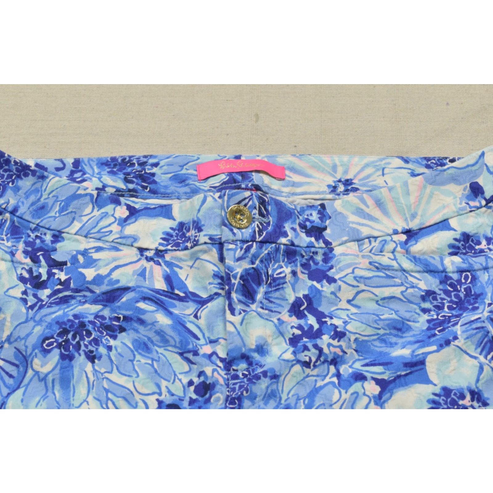 Lilly Pulitzer Lilly Pulitzer Women's Pants Ankle Blue Floral Print Stretch Cotton Skinny Zip 10 Regular Adult Womens Size 32" / US 10 / IT 46 - 6 Thumbnail