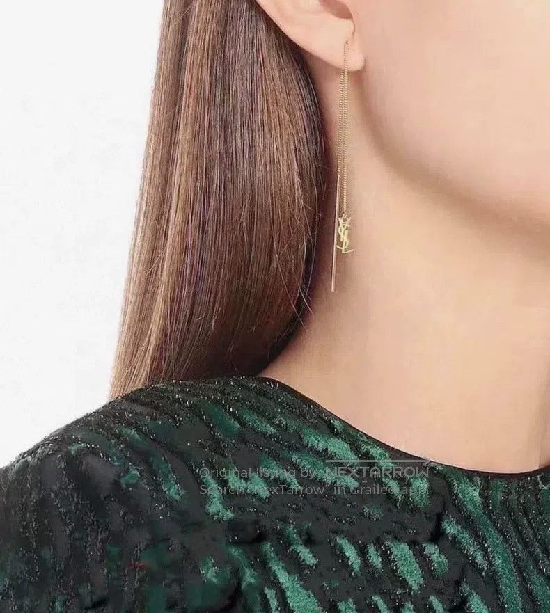 Saint Laurent Paris Saint Laurent Paris Gold Logo Hoop Earrings Size ONE SIZE - 4 Thumbnail