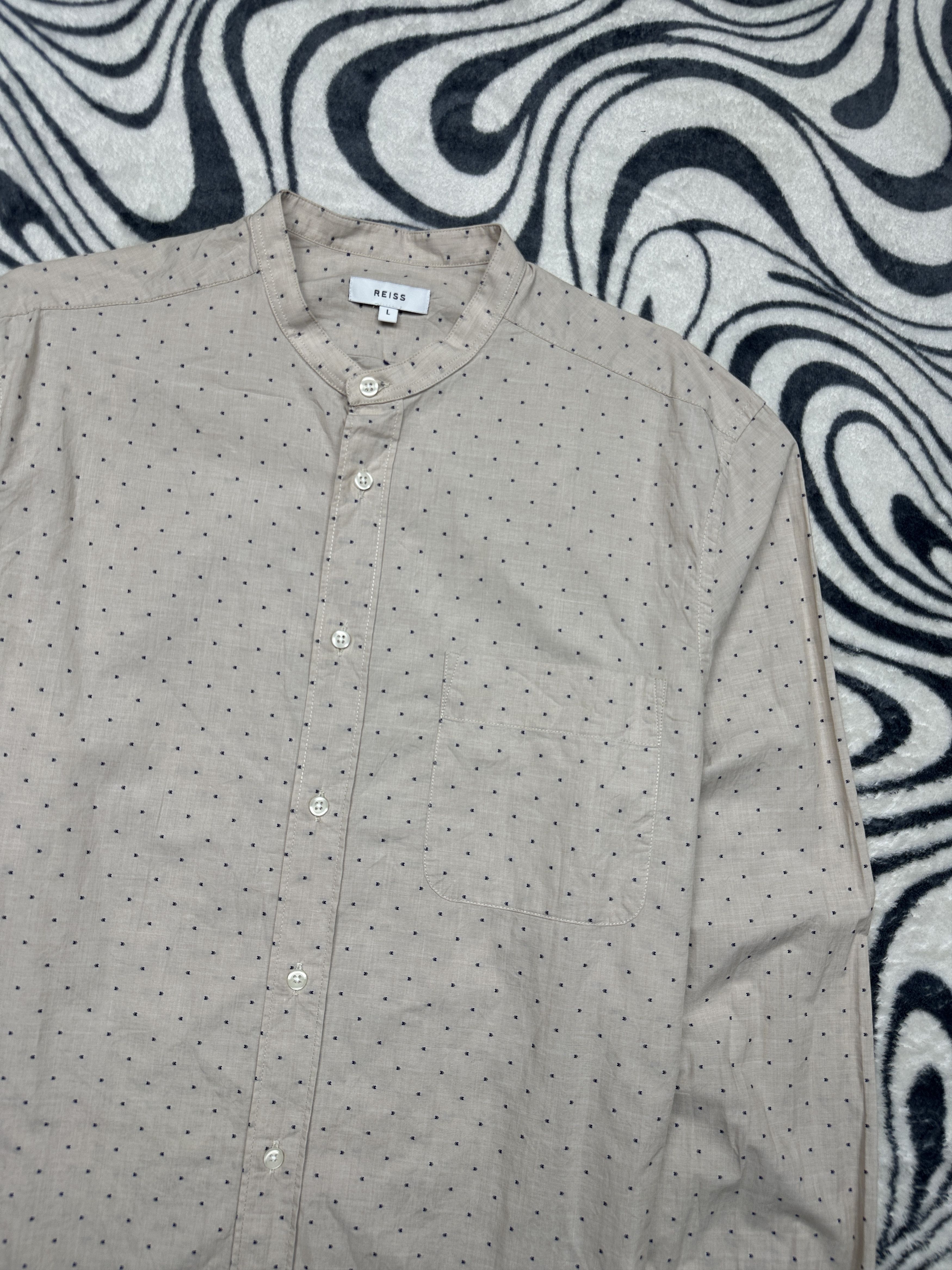 Reiss Reiss Mens Collarless Long Sleeve Shirt Y2K Size US L / EU 52-54 / 3 - 2 Thumbnail