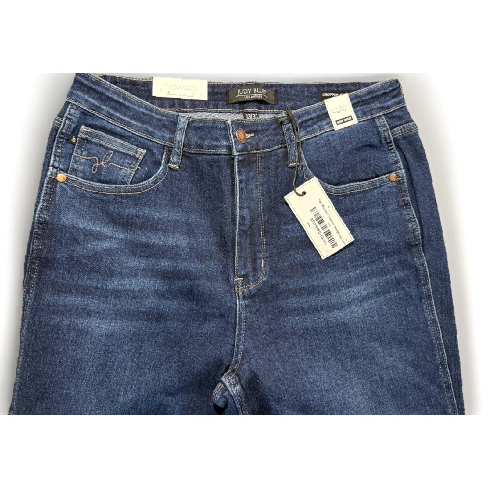 Vintage Judy Blue Jeans Joan Blue High Rise Cropped Straight Split Hem Sz 13/31 Size 34" / US 12 / IT 48 - 6 Thumbnail